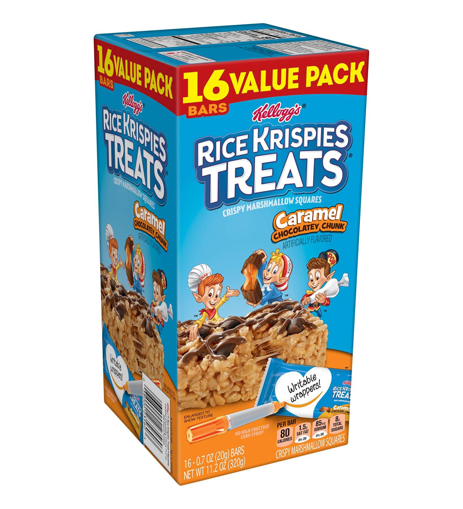Rice Krispies Treats Caramel Chocolatey Chunk Snack Bars - 16 Bars, 11.2oz Box for Kids School Lunch - Value Pack - Buy Online on GoSupps.com