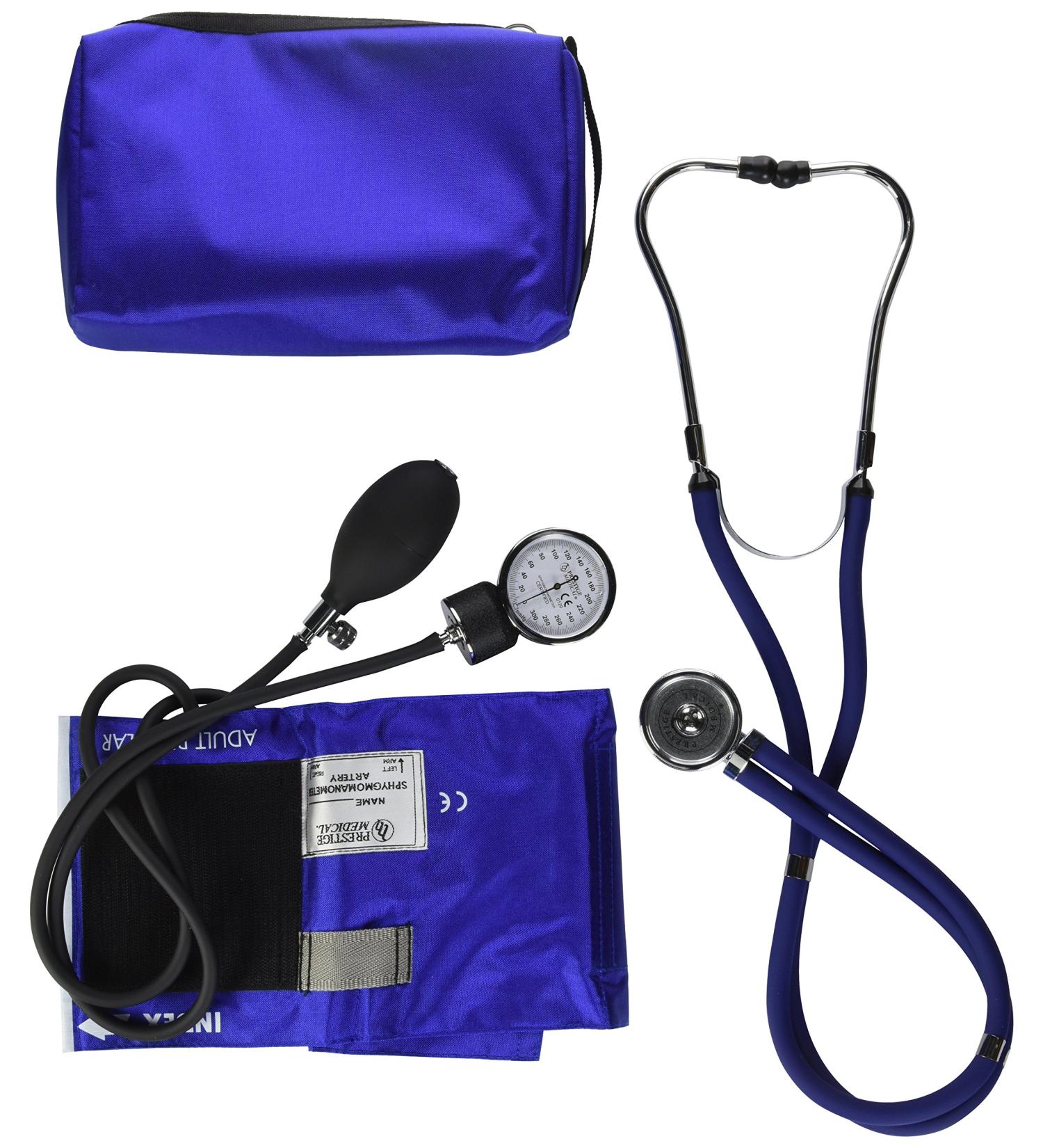NCD Medical/Prestige Medical Set with Aneroid Manometer and Dual Head Stethoscope Royal Blue