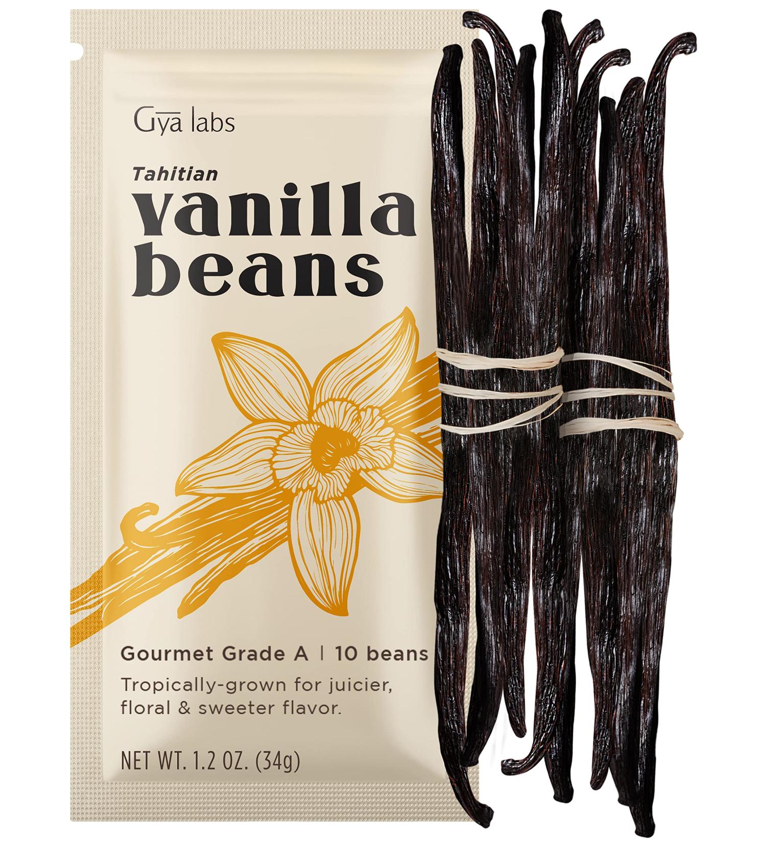 Tahitian Vanilla Beans Grade A+ - Fresh 5-7 Pods for Extract, Baking & Cooking - Gya Labs 1.2oz - Buy Online on GoSupps.com