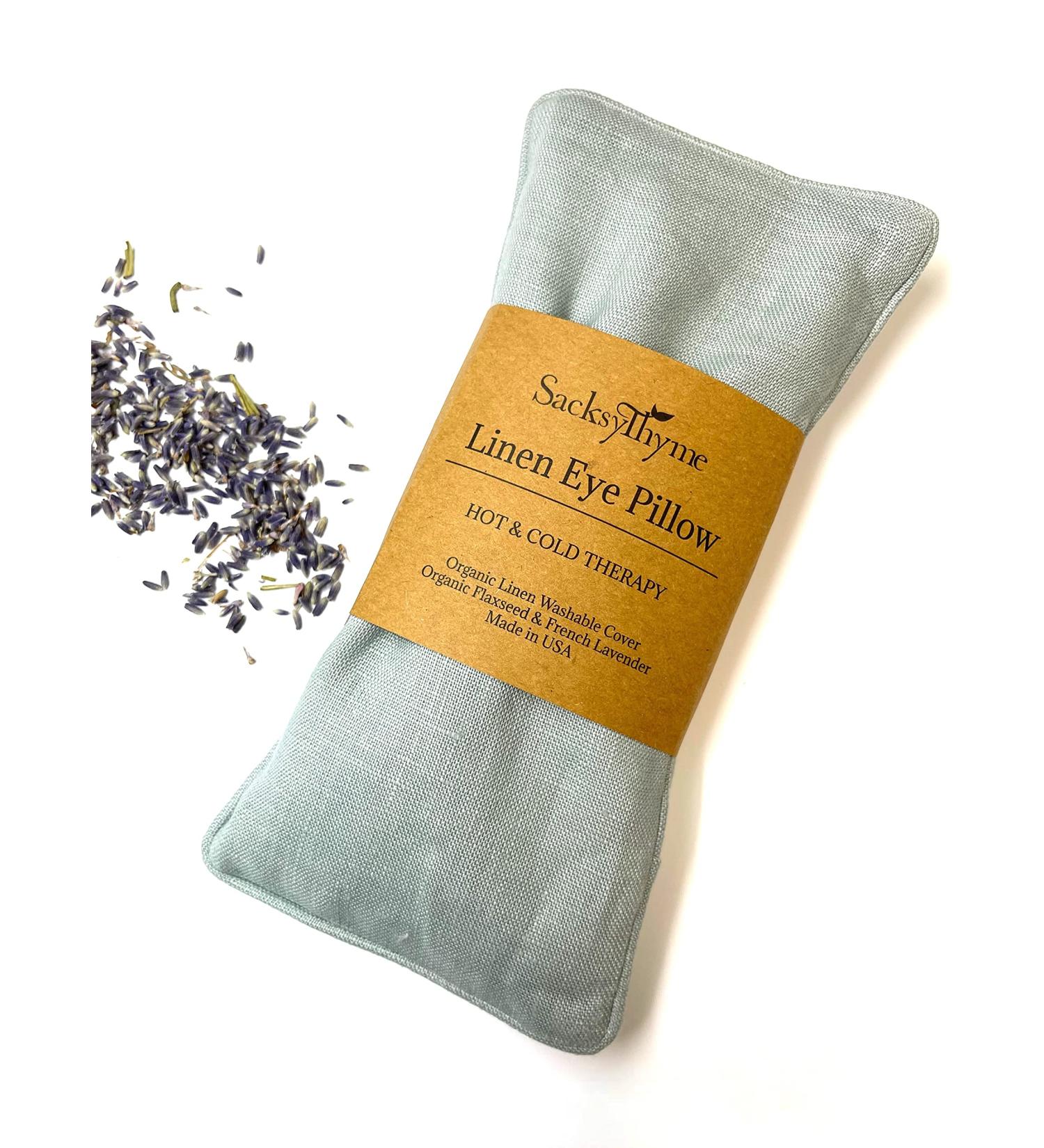 SacksyThyme Organic Lavender Eye Pillow - Yoga & Stress Relief - Made in USA - Microwave Heating Pad & Cool Compress - Buy Online on GoSupps.com