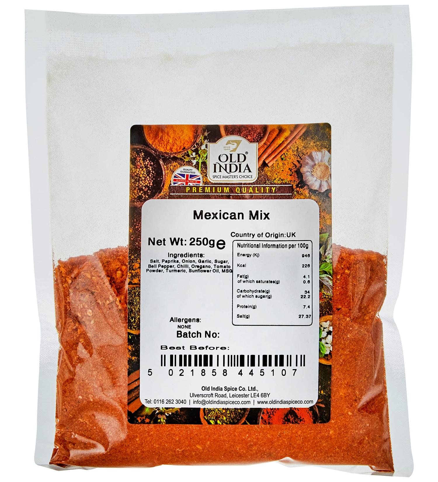 Old India Mexican Mix 250g: Authentic blend of spices for traditional Mexican dishes - Buy Online on GoSupps.com