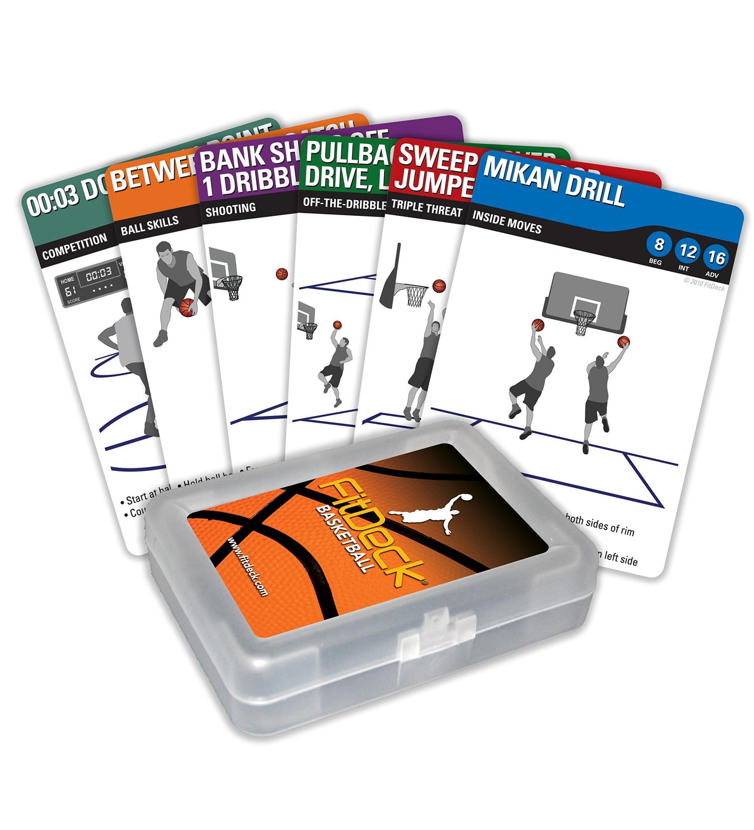 Fitdeck Illustrated Exercise Playing Cards for Guided Workouts Full Deck (56-Cards) Basketball