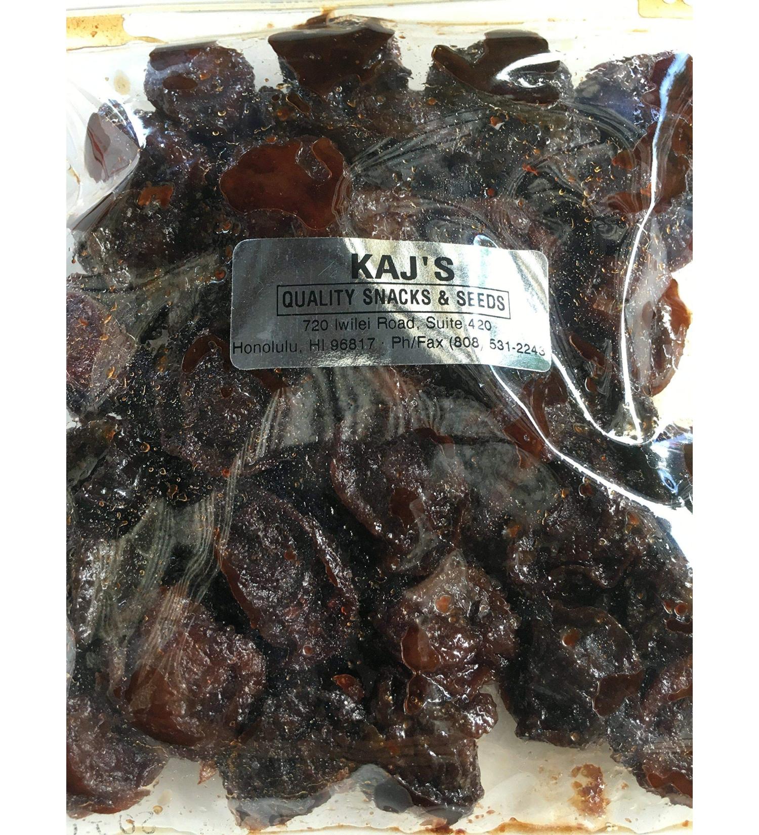 Kaj's Rock Salt Plum Wet Li Hing Mui Dried Preserved Plums 8oz - Authentic Hawaiian Snack - Buy Online on GoSupps.com