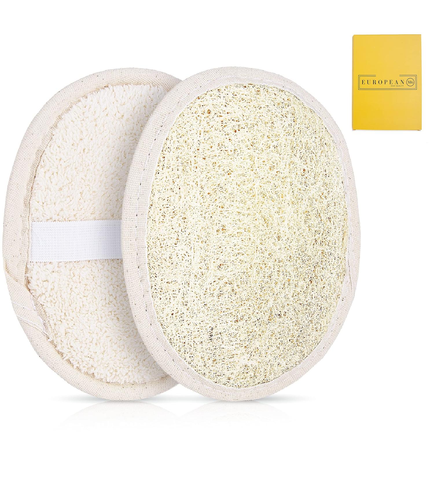 European M6 Loofah Sponge Exfoliating Body Scrubber - Natural Egyptian Lufas, 2 Pack - Buy Online on GoSupps.com