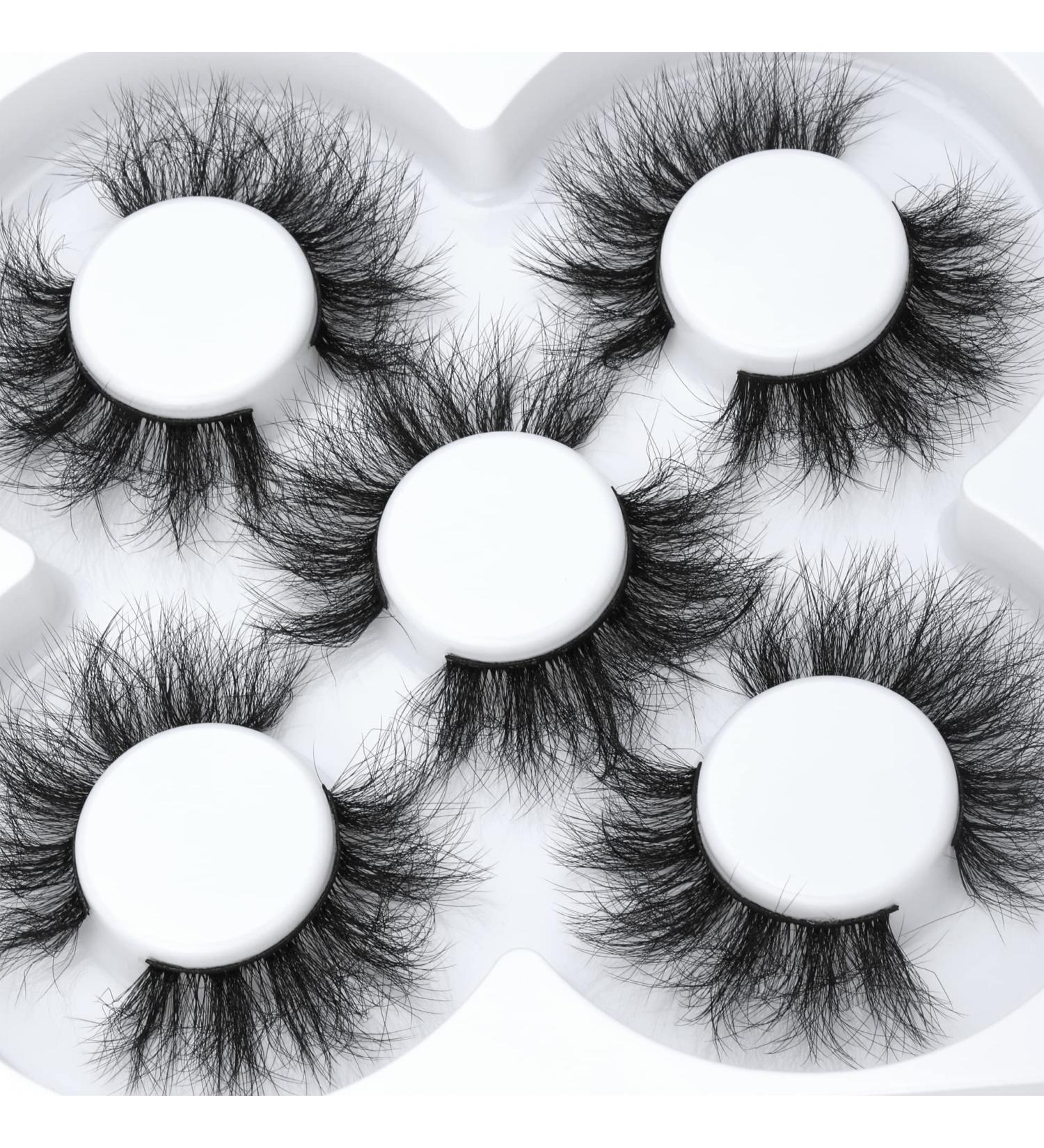 Fanxiton 5 Pairs 18mm Fluffy Mink Eyelashes - Natural and Dramatic Faux 5D Volume Lashes - Buy Online on GoSupps.com