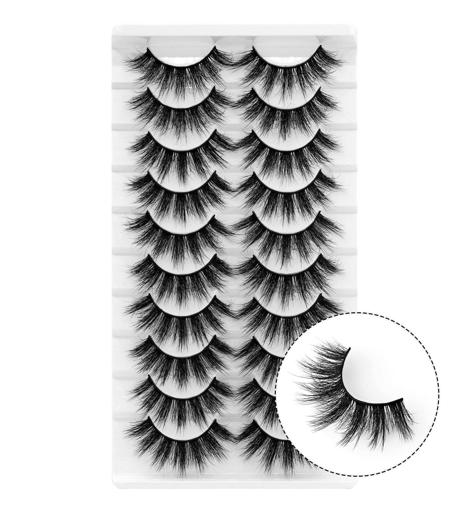 Shop 6D Fluffy False Eyelashes | Dramatic 10 Long Faux Mink | Soft Thick Reusable Natural Volume Makeup - Buy Online on GoSupps.com