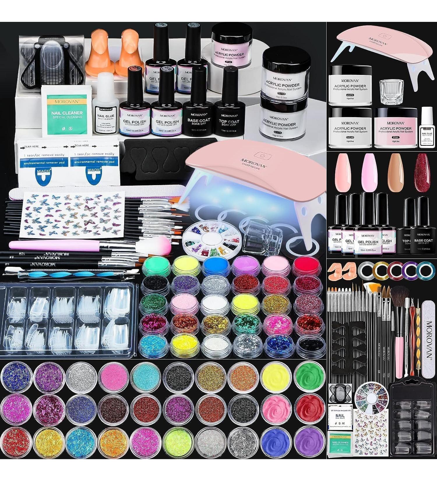 Morovan Acrylic Nail Kit for Beginners | Complete UV Lamp Gel Polish & Glitter Powder Set | Professional Acrylic Nail Supplies - Buy Online on GoSupps.com