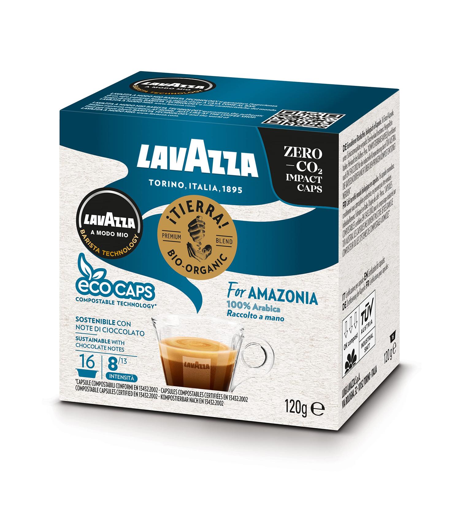 Lavazza A Modo Mio Tierra Bio for Amazonia 16 ECO CAPS Coffee Capsules (2) - Buy Online on GoSupps.com