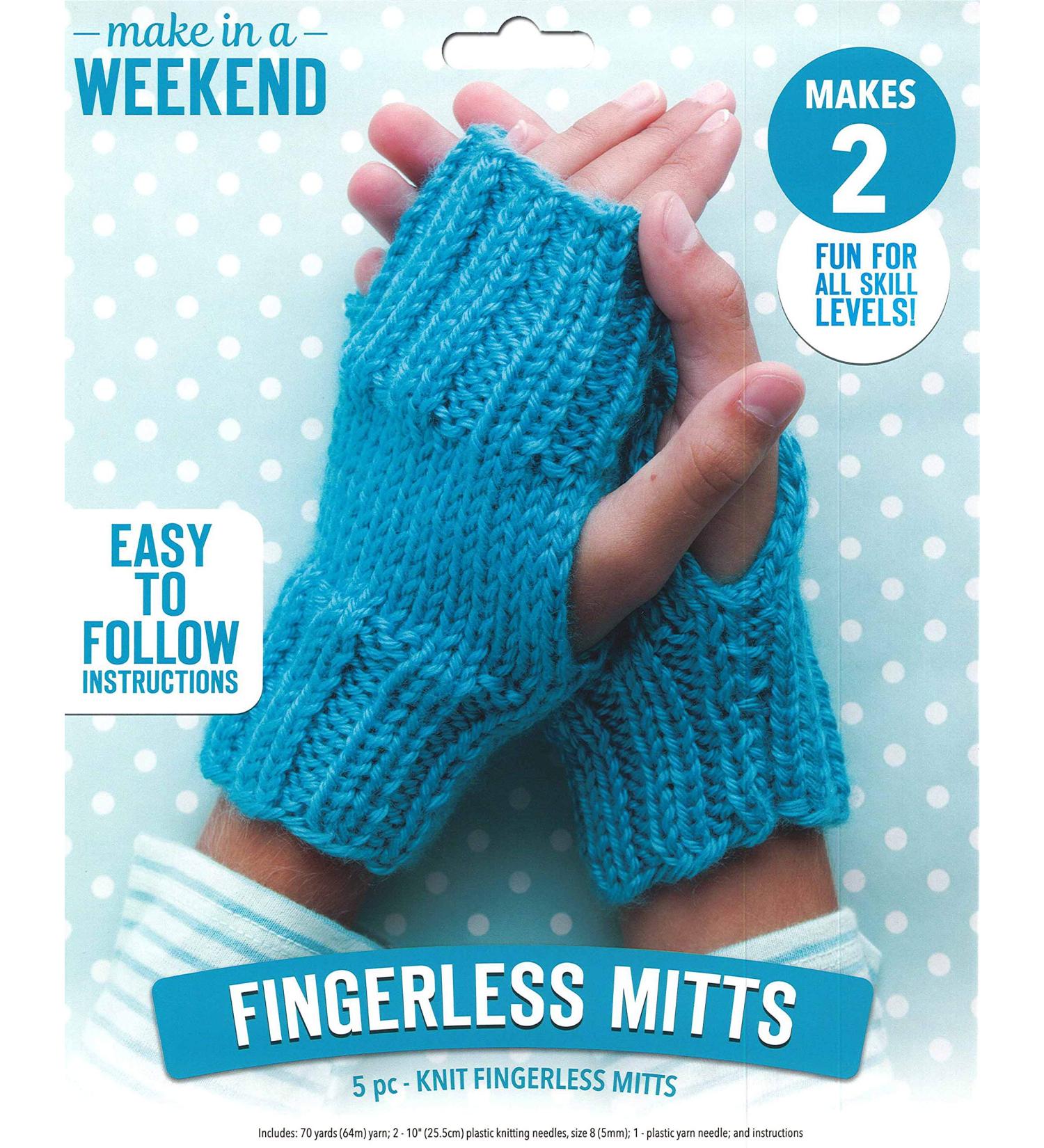 Leisure Arts Fingerless Mittens Make in A Weekend Knit Kit, Assorted