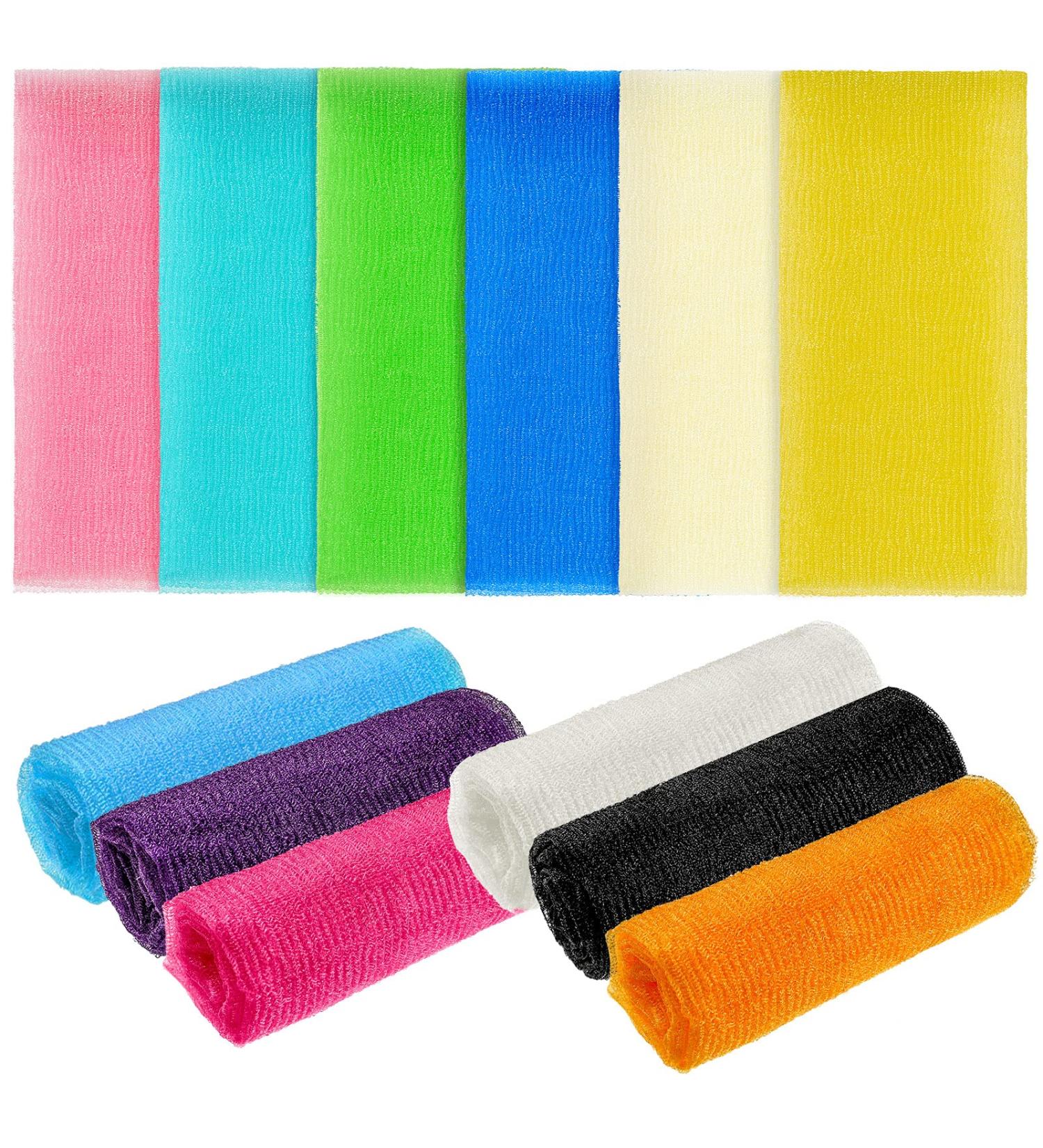 12 Pack 36 Inch Extra Long Exfoliating Bath Cloth Towel - Korean & Japanese Body Shower Cleaning Sponges - 12 Colors - Buy Online on GoSupps.com