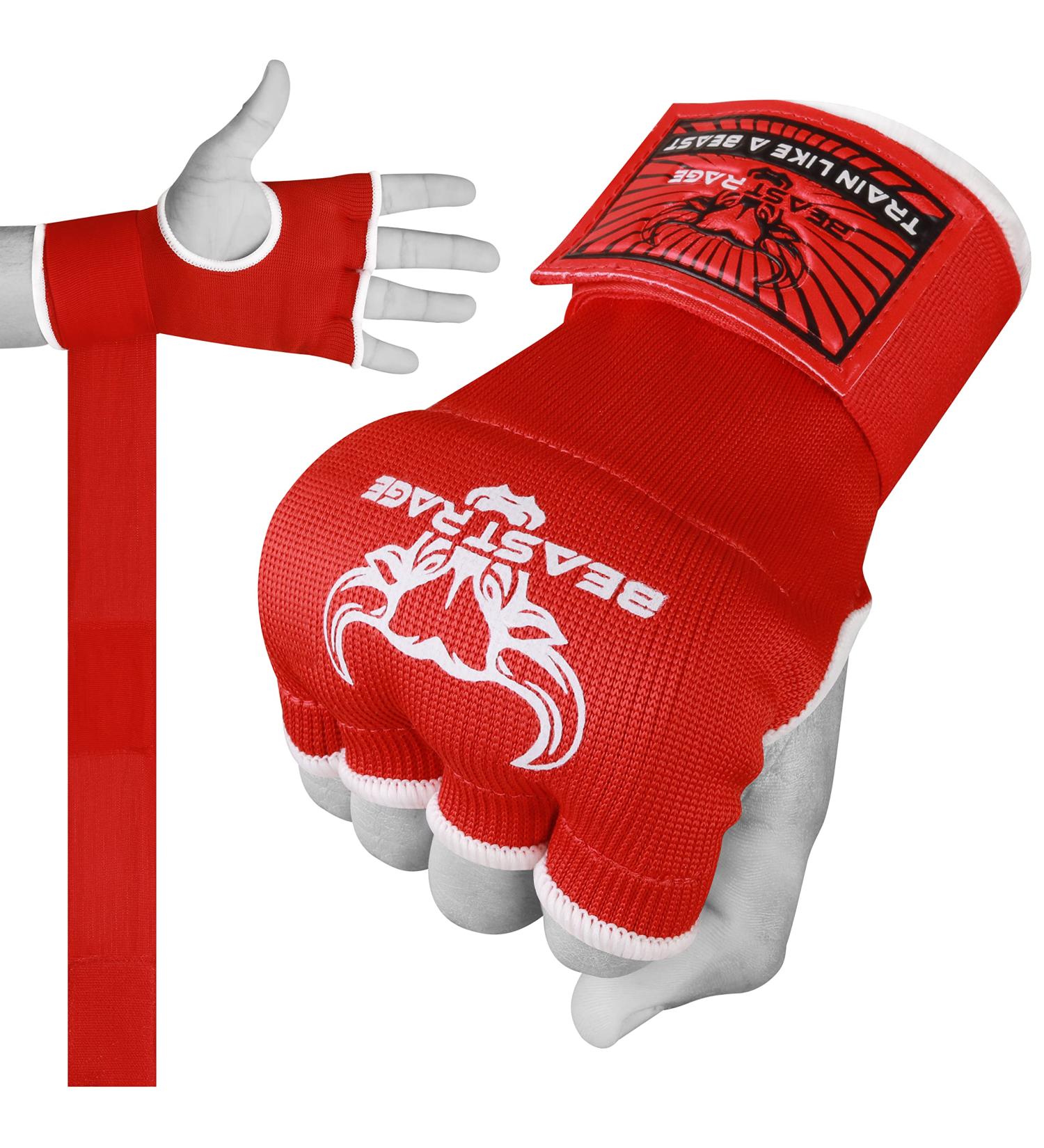 Buy Beast Rage Boxing Bandages - 75cm Padded Elastic MMA Wraps for Fast Boxing Training Muay Thai & UFC - Red | Men's Women's & Children's Sizes - Buy Online on GoSupps.com