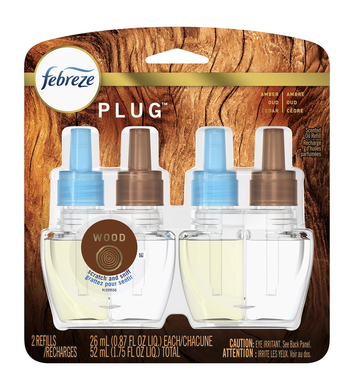 Febreze Plug in Wood Odor Eliminator for Strong Odors Scented Oil Refill - 2 Count - Buy Online on GoSupps.com