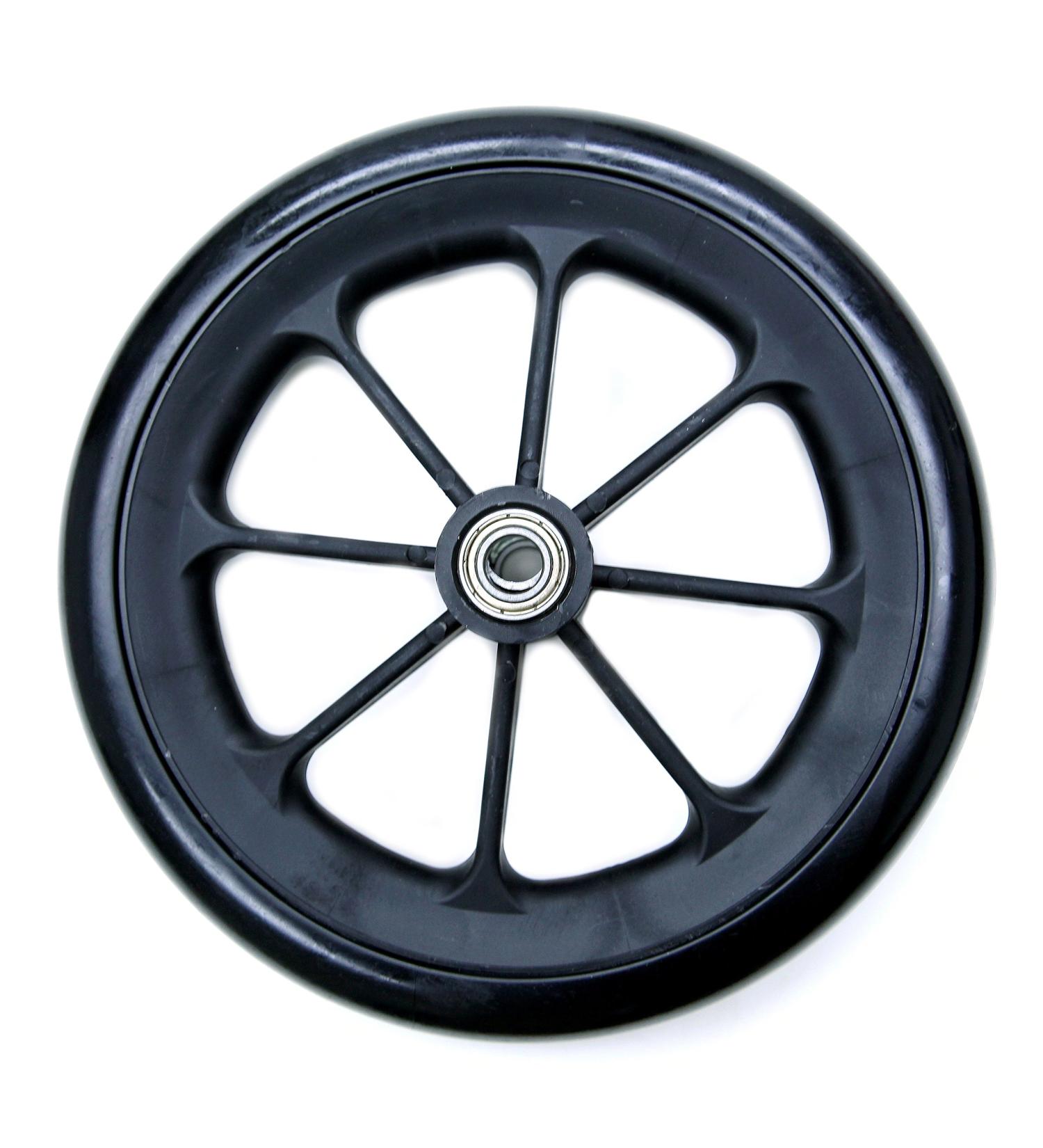 Karman Healthcare Solid Black Caster with 7/16 Bearing, 8 x 1 Inch, 1 Pound Fits Most Medline, Drive, Invacare, E&J, Guardian, Tuffcare, ALCO & Other Manual Wheelchairs