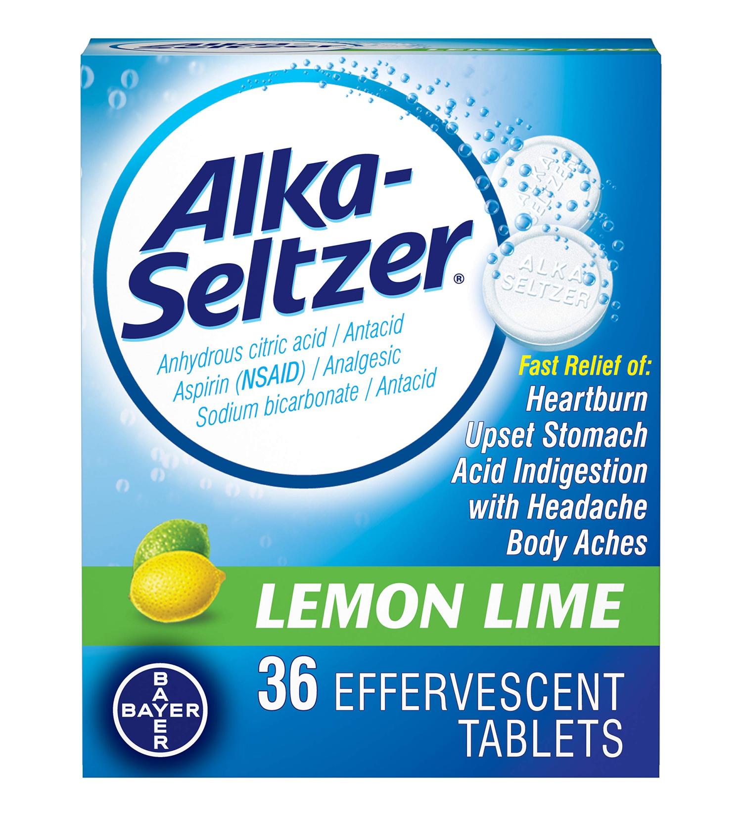 Alka-Seltzer Heartburn Effervescent Tablets Lemon Lime - 108 ct (3 Pack) - Buy Online on GoSupps.com