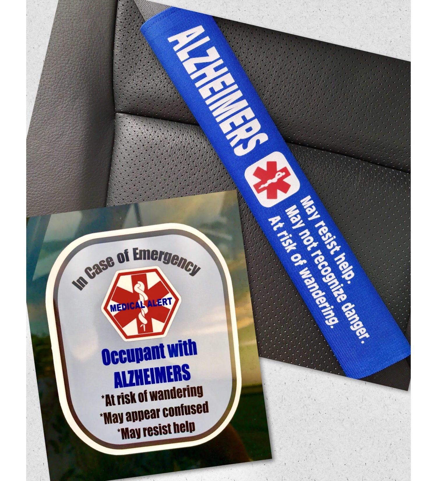 Alzheimer's Medical Alert Belt Cover & Window Decal Set - Royal Blue | International Shipping Available - Buy Online on GoSupps.com