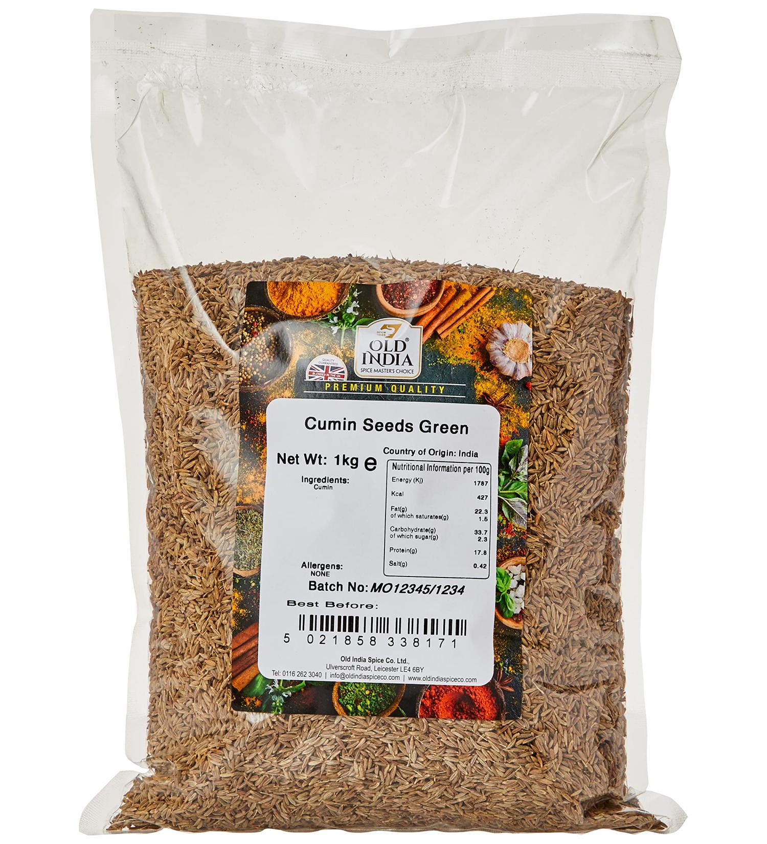 Old India Cumin Seeds Green 1 Kg - Premium Quality Spice for Cooking - Pack of 1 - Buy Online on GoSupps.com