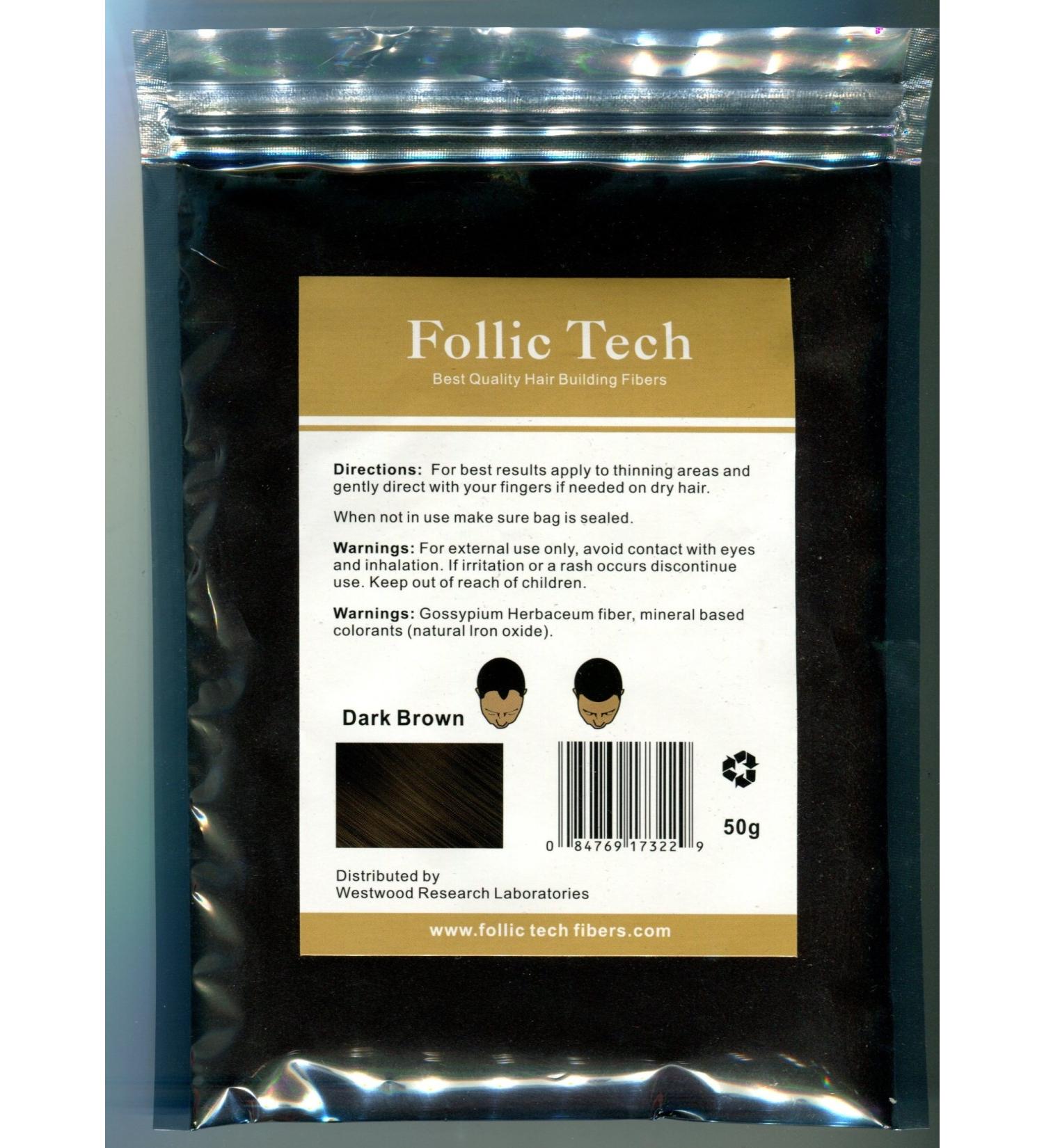 Follic Tech Hair Building Fibers Dark Brown 50 Grams Highest Grade Refill That You Can Use for Your Bottles from Competitors Like Toppik   Xfusion   Miracle Hair
