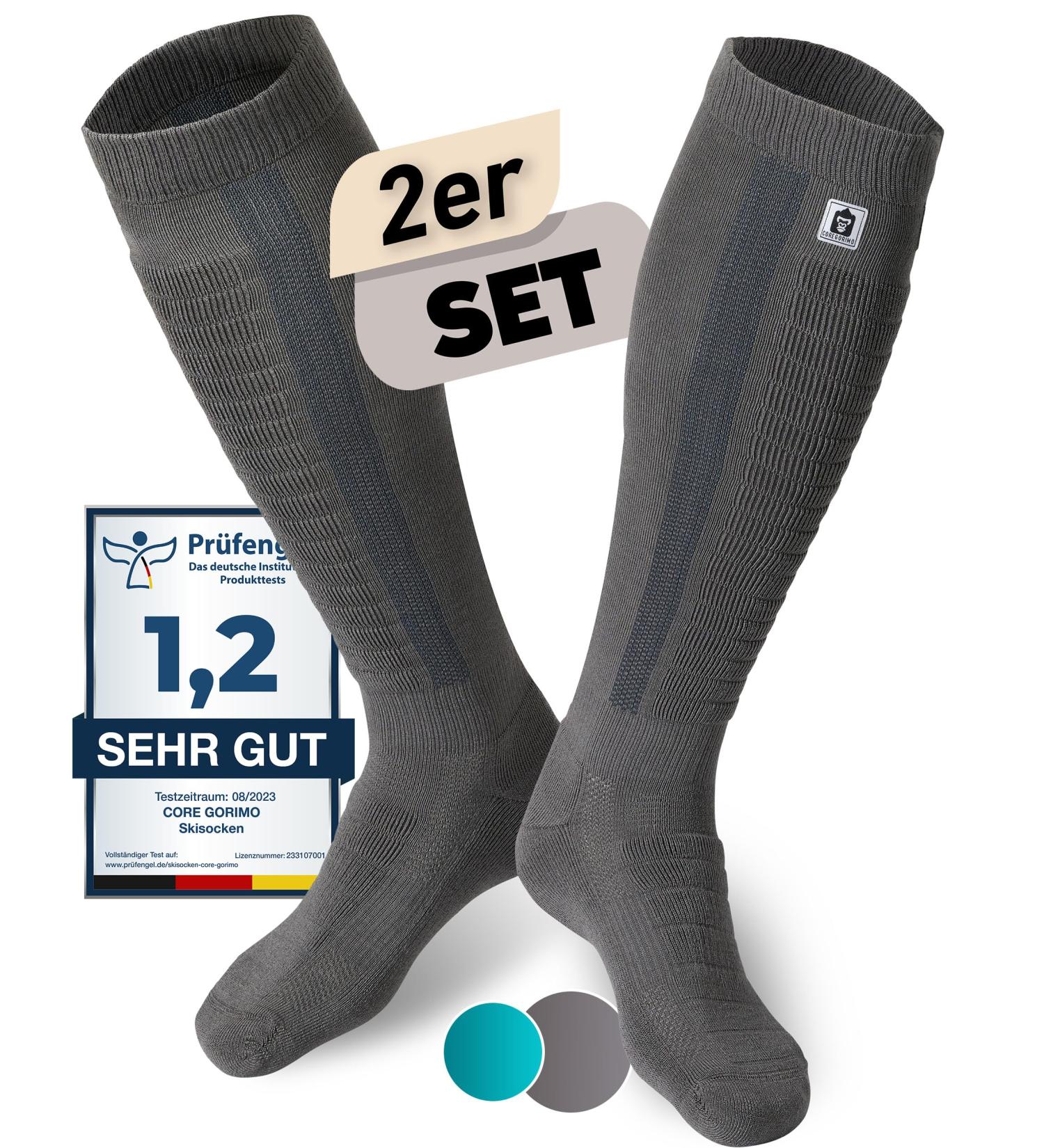 Buy Core Gorimo Ski Socks - Merino Wool Super Soft Warm & Supportive for Men & Women 43-46 - 2 Pairs - Gray - Buy Online on GoSupps.com