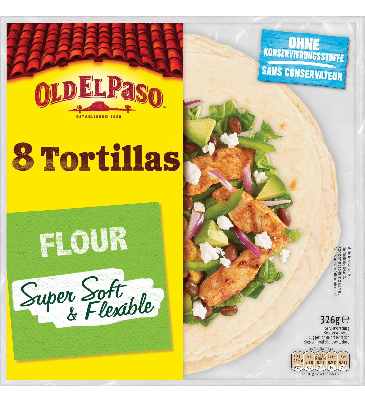 Old El Paso Wheat Tortillas Nature The Package 326 g - Lot of 4 - Buy Online on GoSupps.com