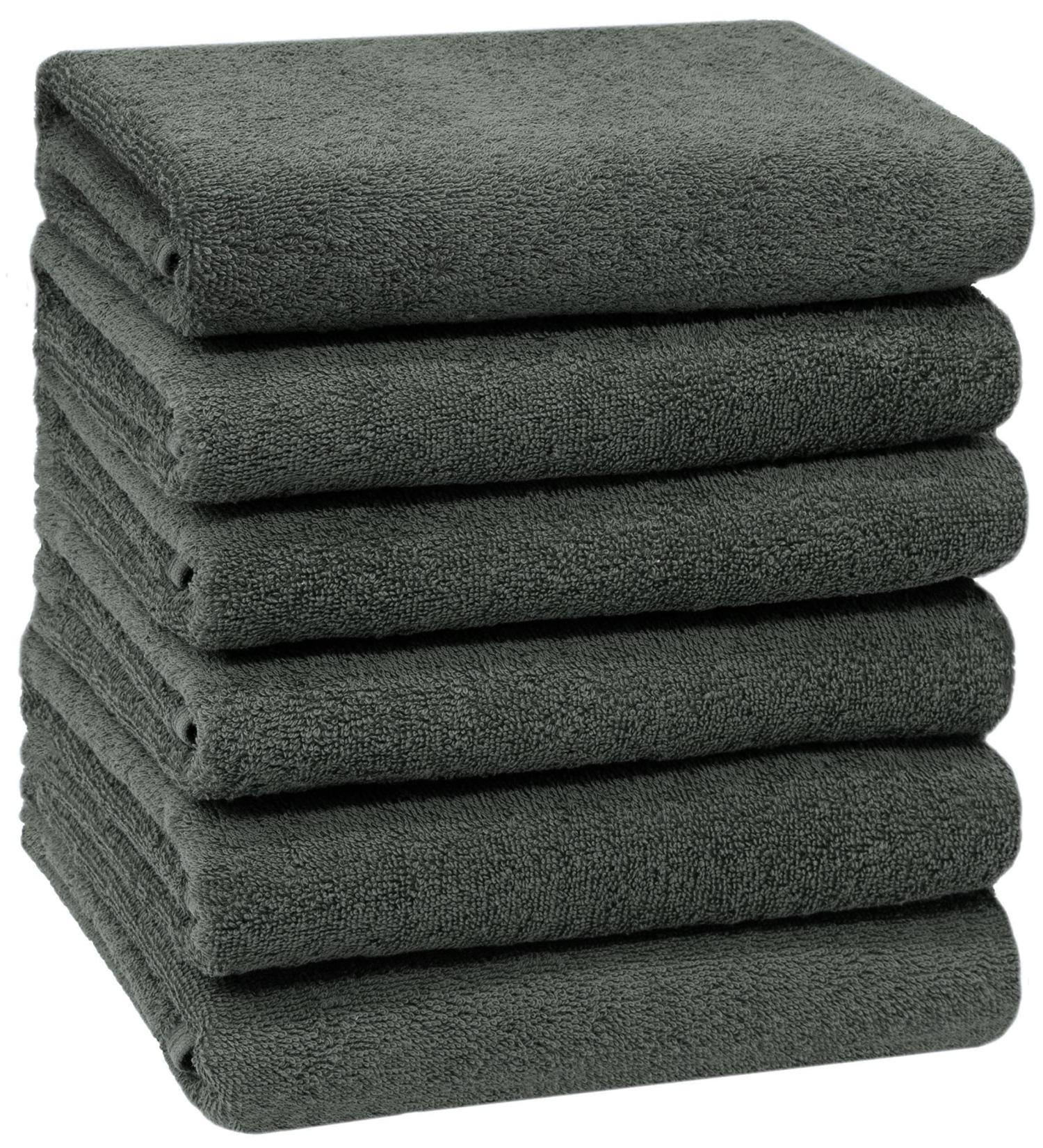 Zollner 6 Set Dark Gray Bath Towels - 50x100 cm Soft & Strong Hotel Quality Washable 60 C With Hanger - Premium Cotton Towels - Buy Online on GoSupps.com