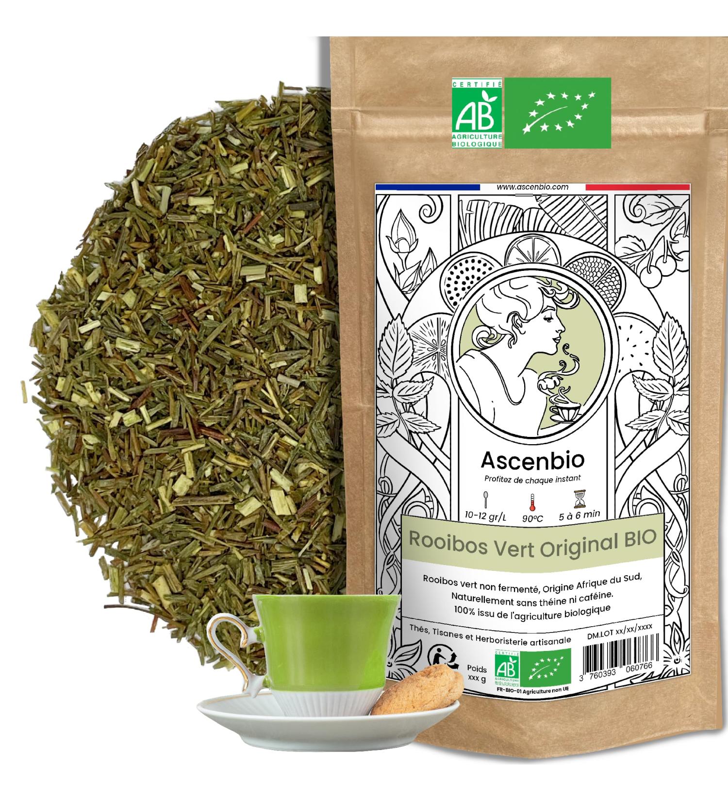Ascenbio Rooibos Vert BIO Tisane Soir Rooibos non ferment vrac 180g Pr par et conditionn en France Emballage biod gradable - Buy Online on GoSupps.com