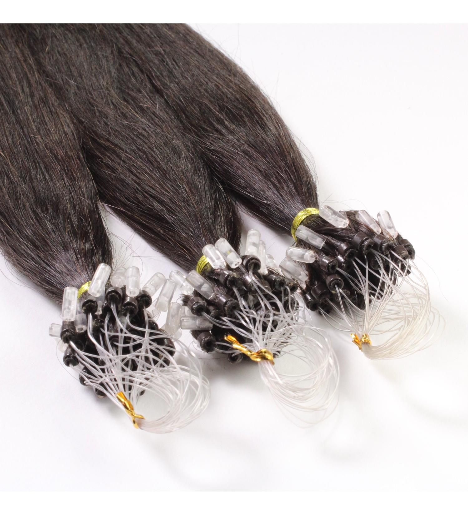 Hair2Heart 25x1g Real Hair Microring Loop Extensions 50cm - Straight #1B Natural Black - Premium Quality Hair Extensions for International Shipping - Buy Online on GoSupps.com