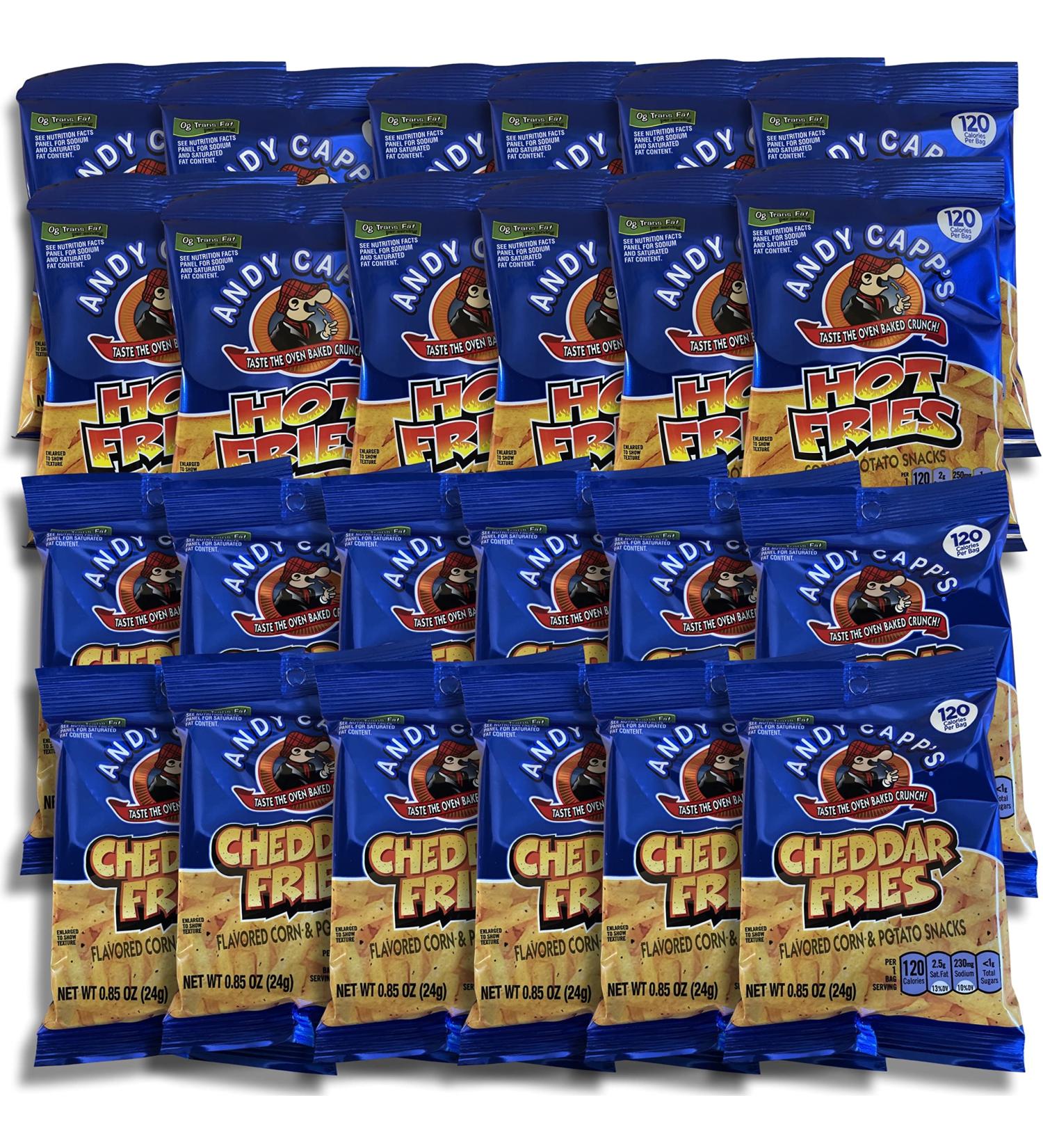 Cheddar & Hot Fries Snacks Value Pack by Tribeca Curations | 120 Cal Packs | 24 Bags Each - Buy Online on GoSupps.com