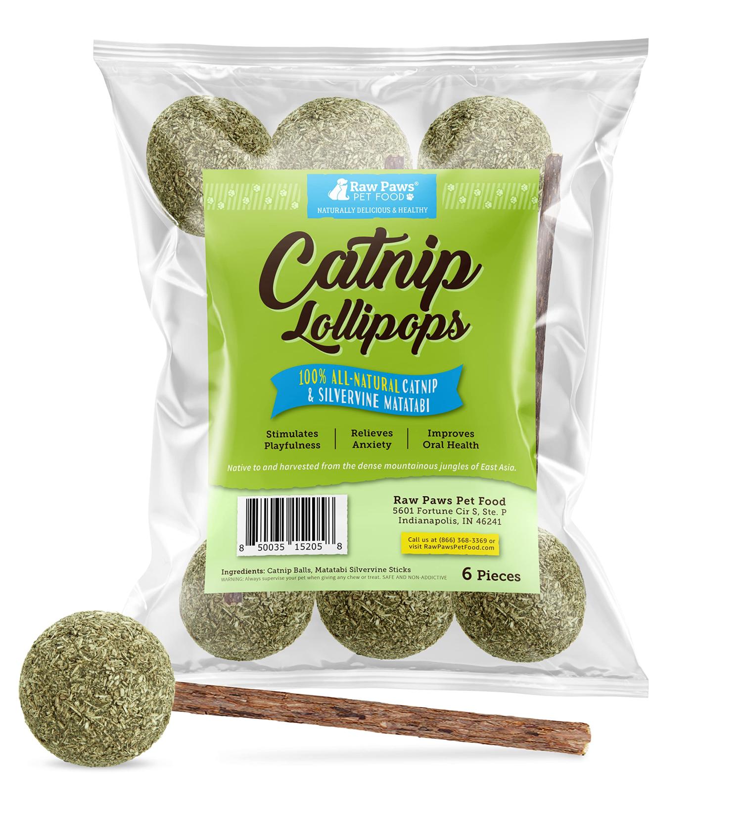 Raw Paws Catnip Lollipop (6-Pack) - Catnip Toys for Indoor Cats - Catnip Ball, Silvervine & Matatabi Stick for Cats - Buy Online on GoSupps.com