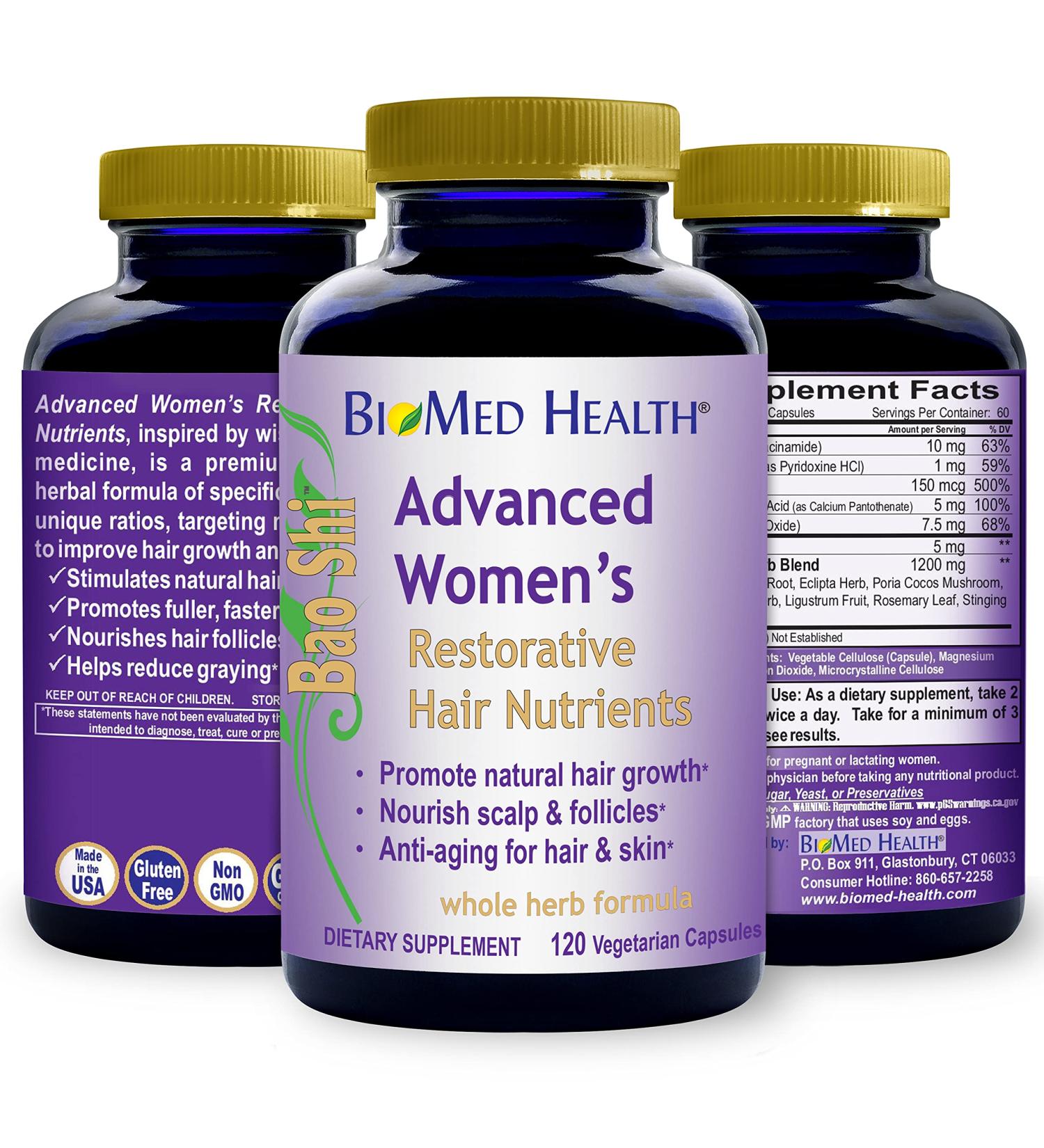 BioMed Health Hair Growth Vitamins for Women - 120ct | Promote Regrowth & Anti-Gray - Buy Online on GoSupps.com