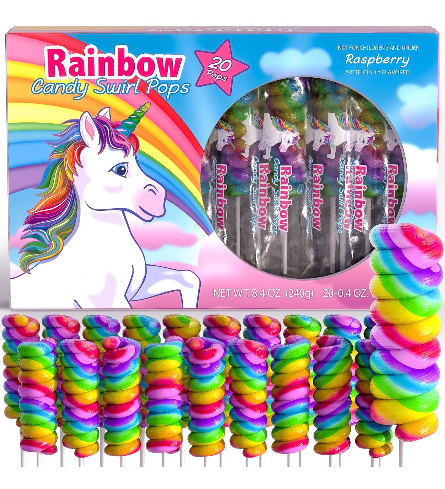 Unicorn Candy Lollipops 20pk - Rainbow Swirl Party Favors for Unicorn Birthday & Pinata - Buy Online on GoSupps.com