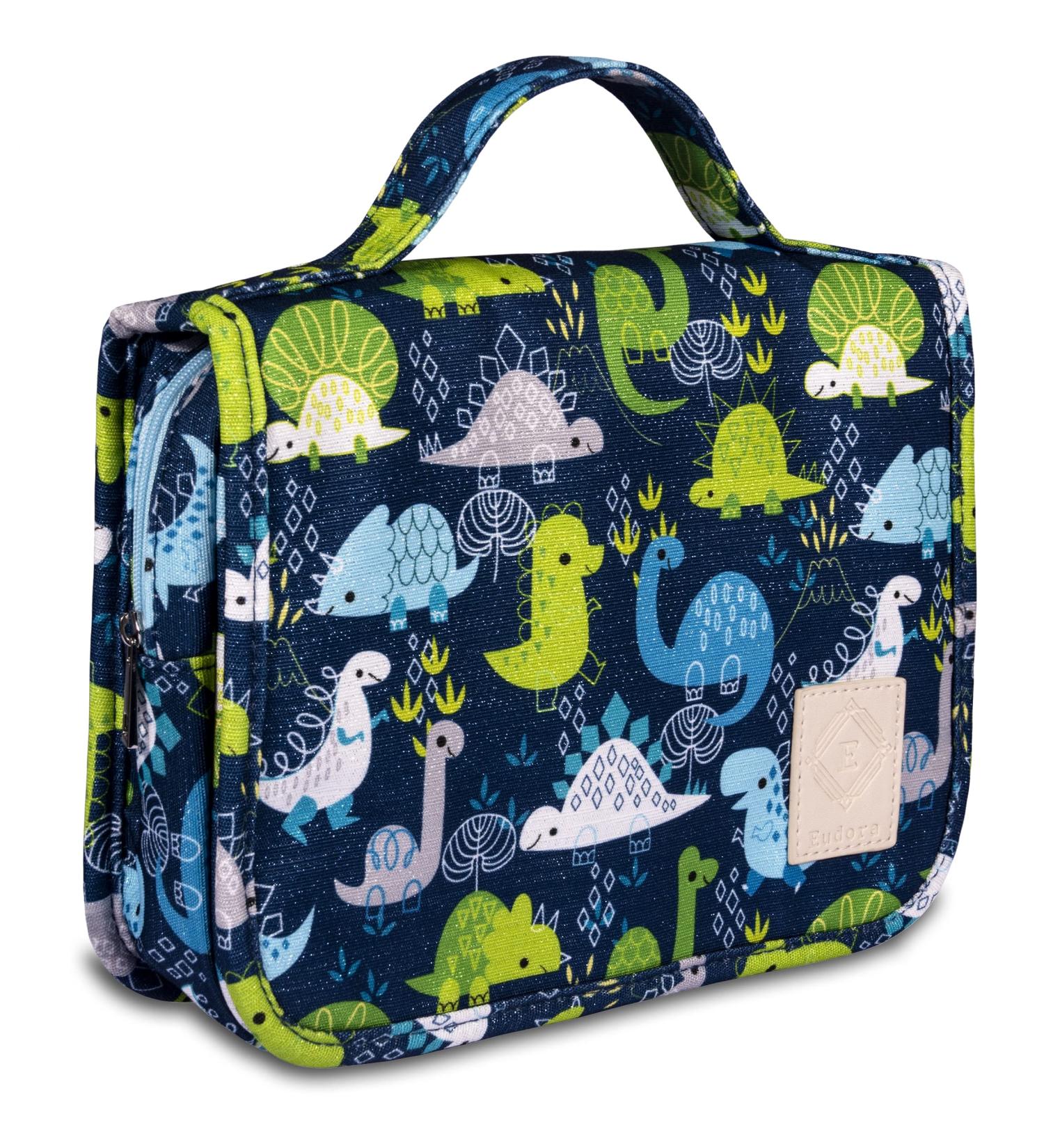 Men's Hanging Travel Toiletry Kit Bag - Waterproof Organizer with Dinosaur Cartoon Design - Blue - Buy Online on GoSupps.com