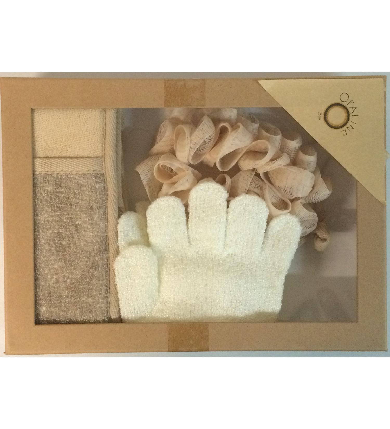 Spa Bath Gift Set - Sisal Belt Bath Gloves and a Loofah Mitt