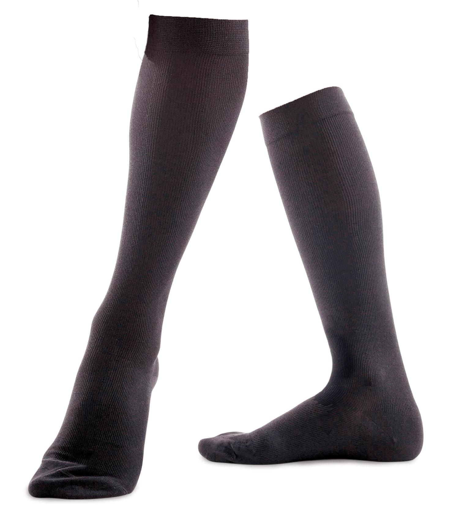 Knee High Compression Socks Unisex - Cotton Sport 18-21 mmHg - Black XL/44-46 for Travel & Fitness - Buy Online on GoSupps.com