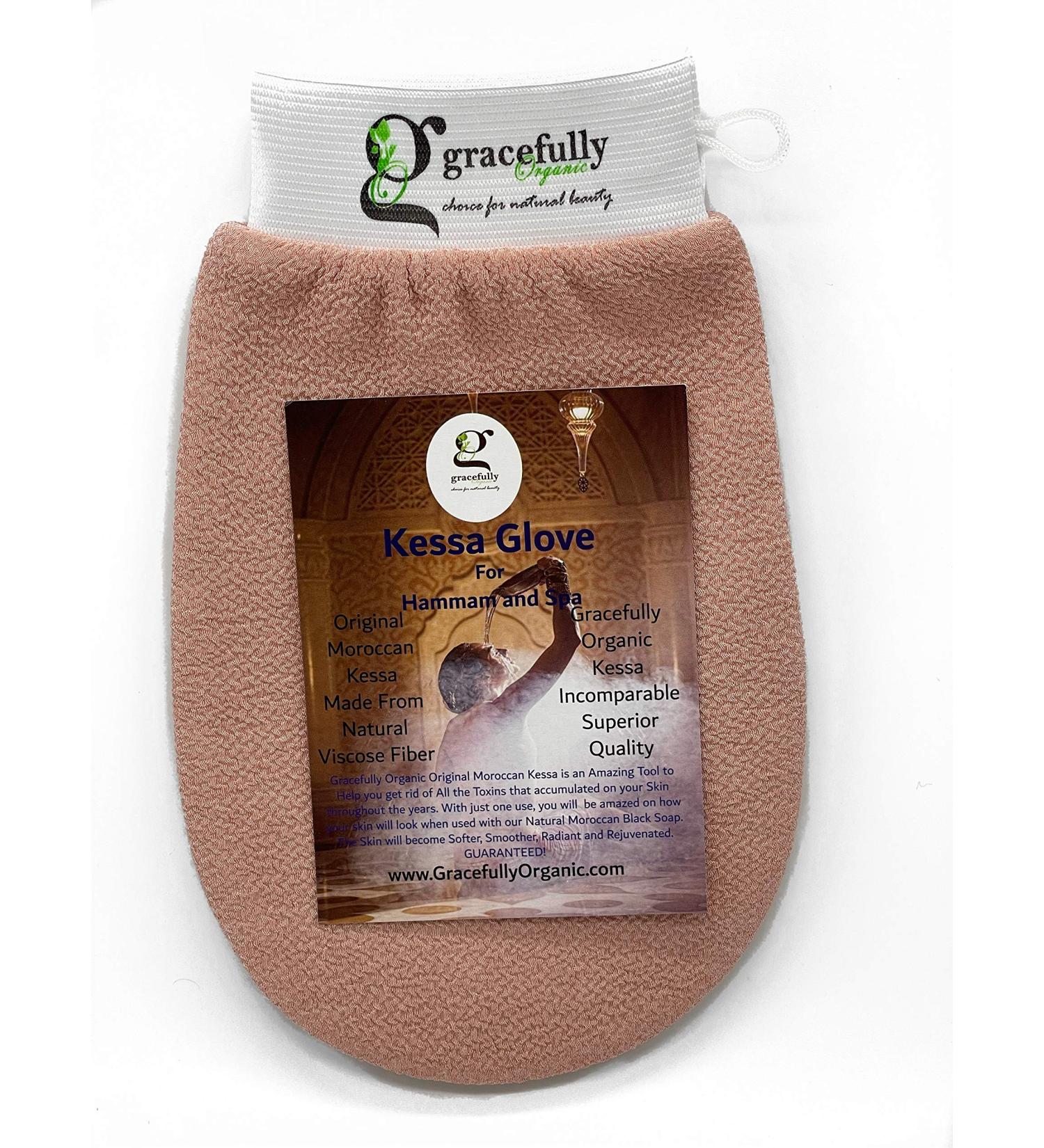 Moroccan Kessa Hammam Spa Scrubbing Glove - Original Two-Layered Design, Superior Quality (Apricot) - Buy Online on GoSupps.com