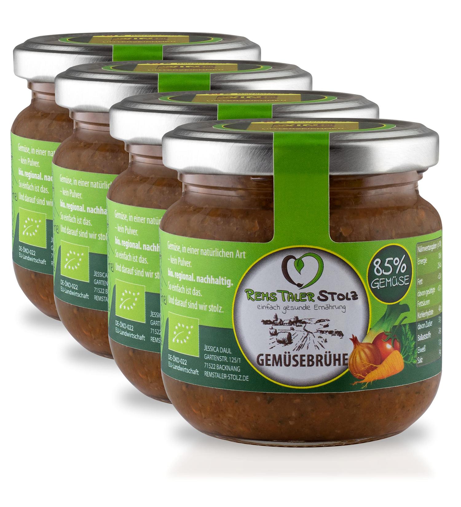 Organic Vegetable Broth - 85% Natural Ingredients | No Powder Yeast Sugar or Additives (4x180g) - International Shipping Available - Buy Online on GoSupps.com