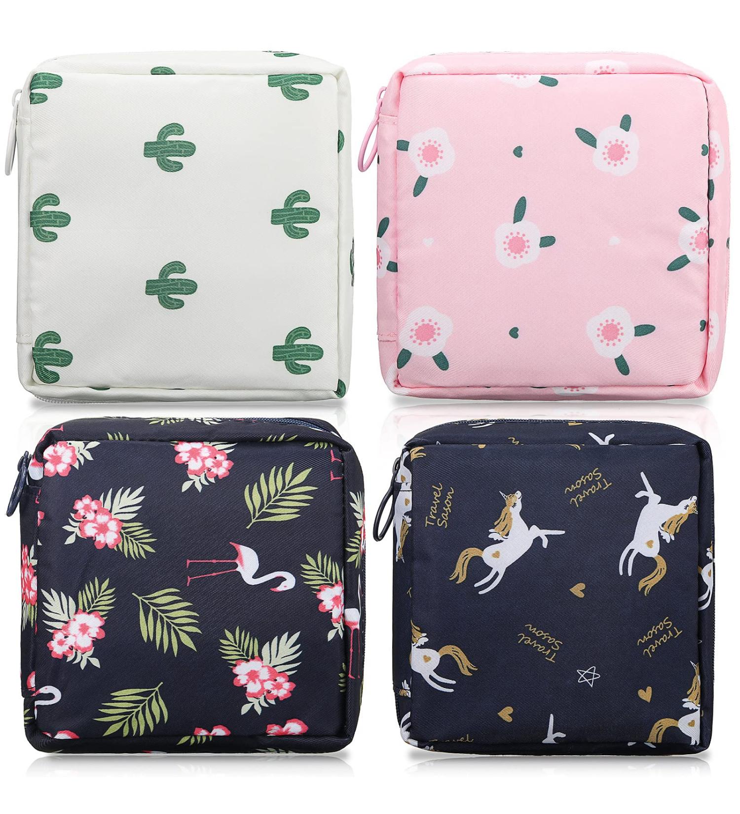 4-Piece Sanitary Napkin Storage Bags Period Bag for Teen Girls, School, & Travel | Feminine Product Pouch with Zipper for Women & Ladies - Buy Online on GoSupps.com