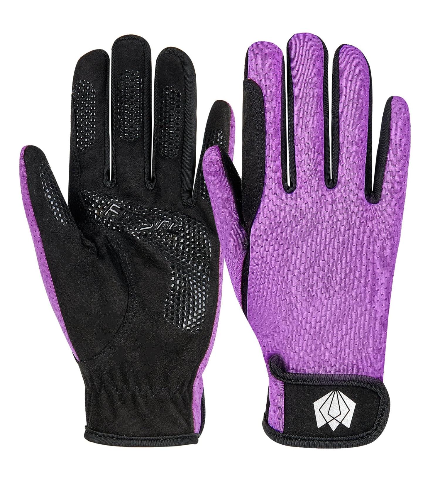Fitst4 Sports Women's & Unisex Riding Gloves - Silicone Grip Equestrian Bicycle Gloves in Violet - Buy Online on GoSupps.com