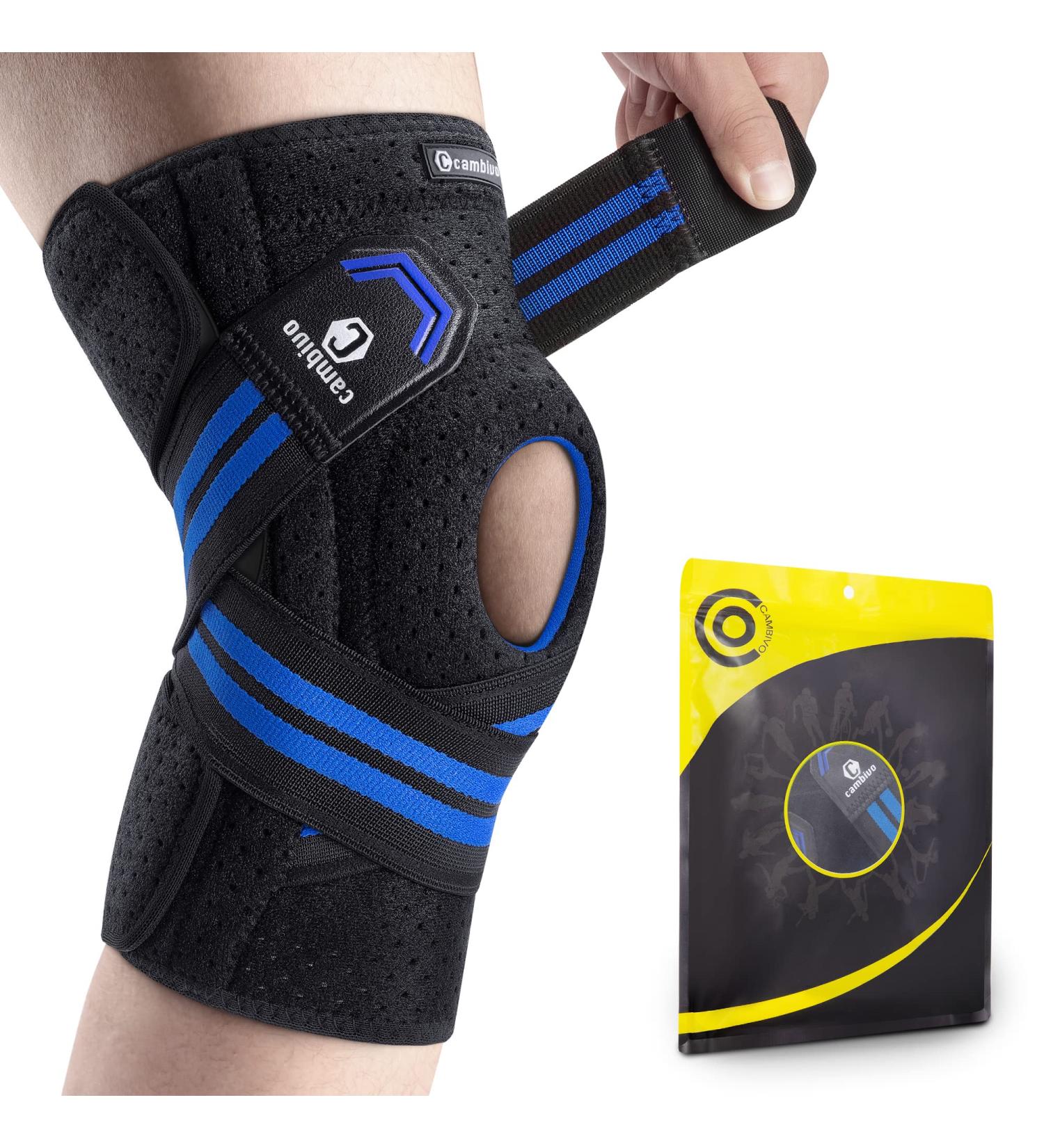 CAMBIVO Knee Brace with Side Stabilizers & Patella Gel Pads Knee Compression Sleeve for Meniscus Tear ACL MCL Adjustable Compression Knee Support for Women and Men(Upgrade Blue Medium) Medium Upgrade Blue - Buy Online on GoSupps.com