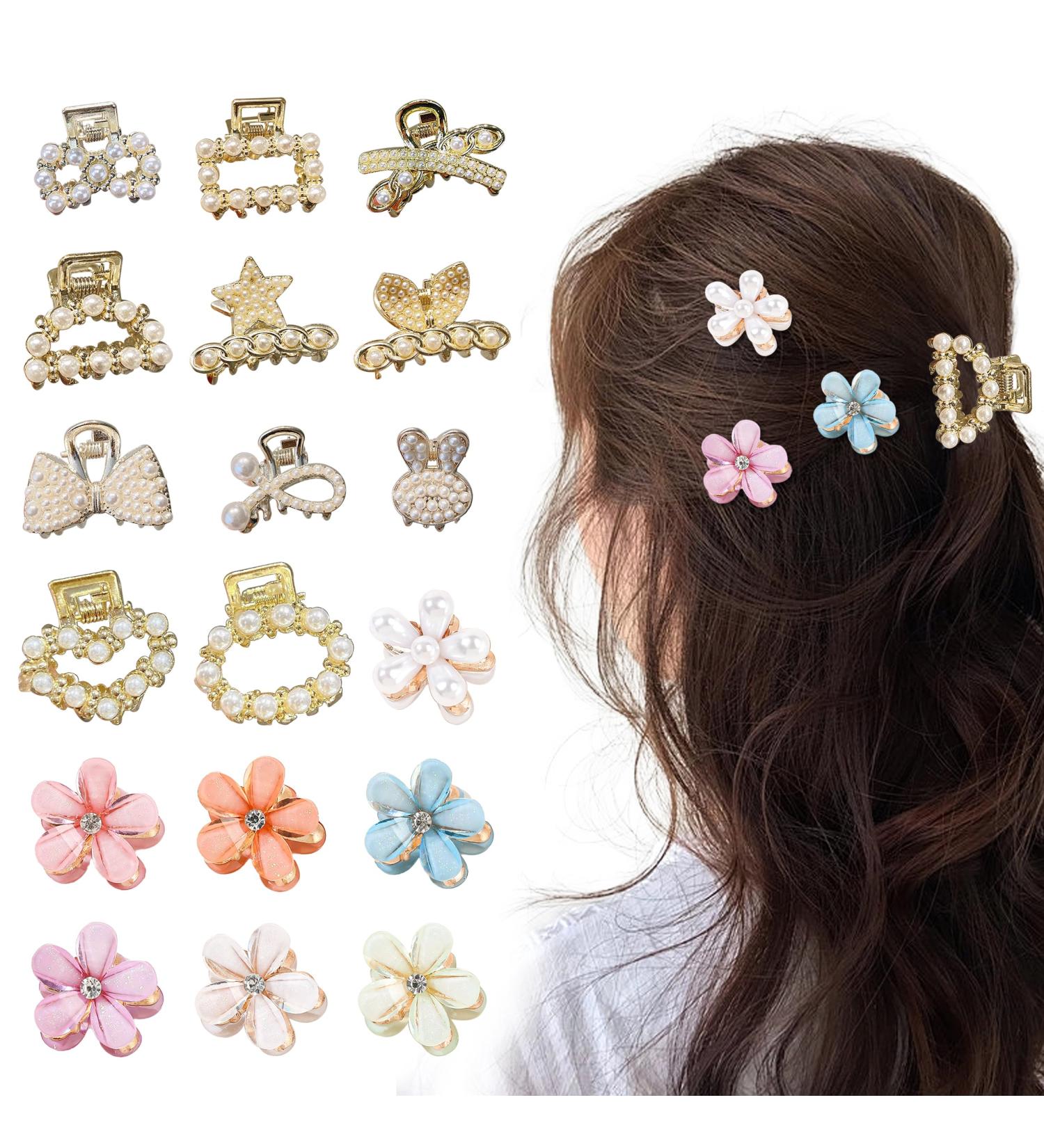 18Pcs Small Pearl Hair Clips Metal Pearl Hair Clips Hair Accessories for Women Mini Hair Clips Small Hair Clips Small Flower Hair Clips Pearl Hairpin Mini Hair Pins for Hair Decoration - Buy Online on GoSupps.com