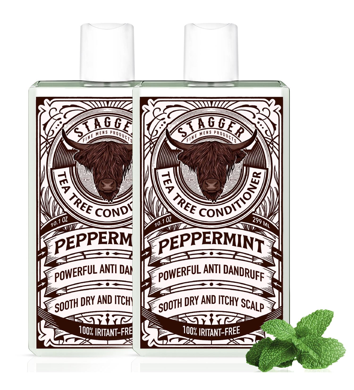 Stagger Tea Tree Conditioner for Dandruff & Dry Scalp | Sulfate-Free Hair Mask with Pure Tea Tree & Peppermint Oil - 10.1 Oz (Pack of 2) - Men's Hair Growth Solution - Buy Online on GoSupps.com