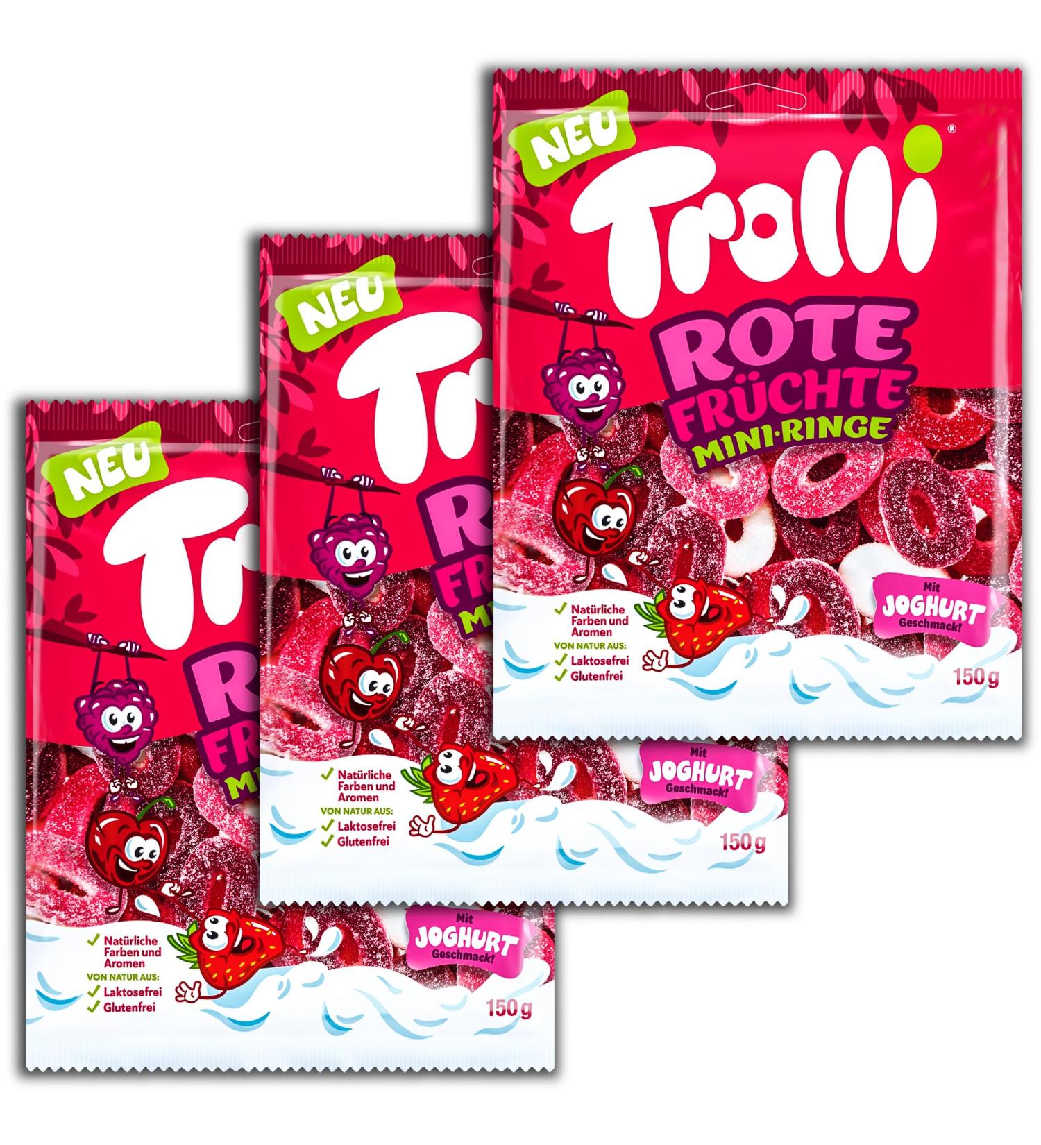 topDeal Trolli Set of 3 mini rings with red berries 3 x 150 g