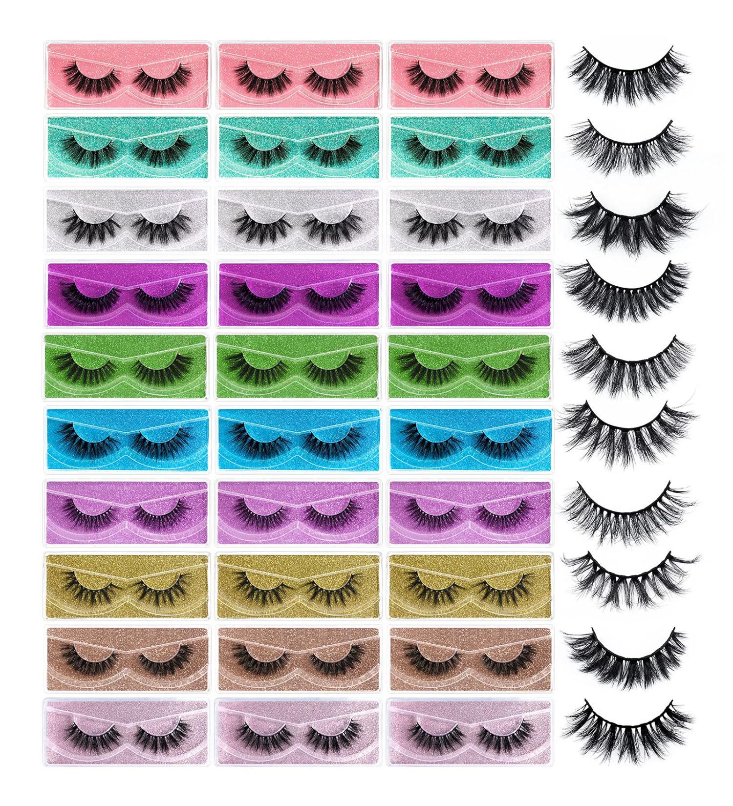 FARRED Wholesale Fluffy Dramatic Bulk Lashes Mix 10 Styles 30 pairs Pack - Volume Faux Mink Eyelash Thick 8D Fake Lash Short Natural Look Eyelashes - Buy Online on GoSupps.com