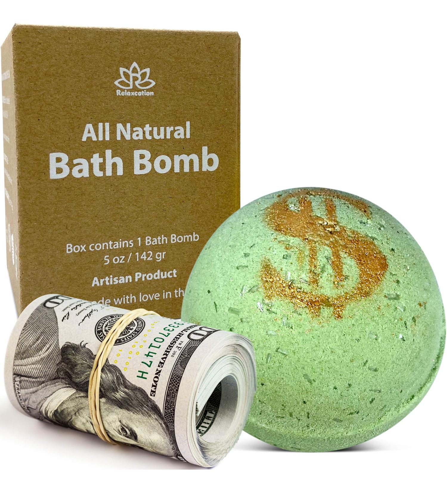 Bath Bomb Money Scent with Real Money Inside - Up to $100 Cash Surprise Gift | Acai Berries and Satin Fragrance for Women - Buy Online on GoSupps.com
