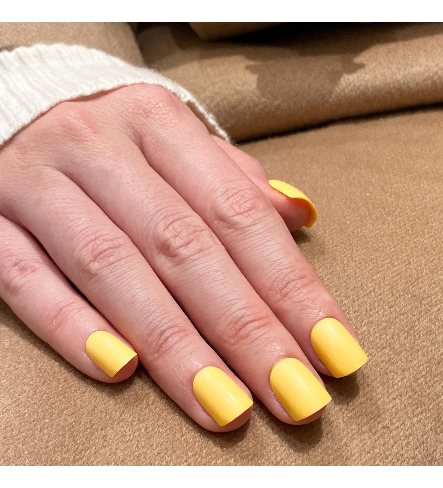 Shop Novo Ovo Short Corner Oval Press On Fake Nails - Light Yellow Monochrome Artificial Fingernails - Perfect for Easy Application with Glue - Buy Online on GoSupps.com