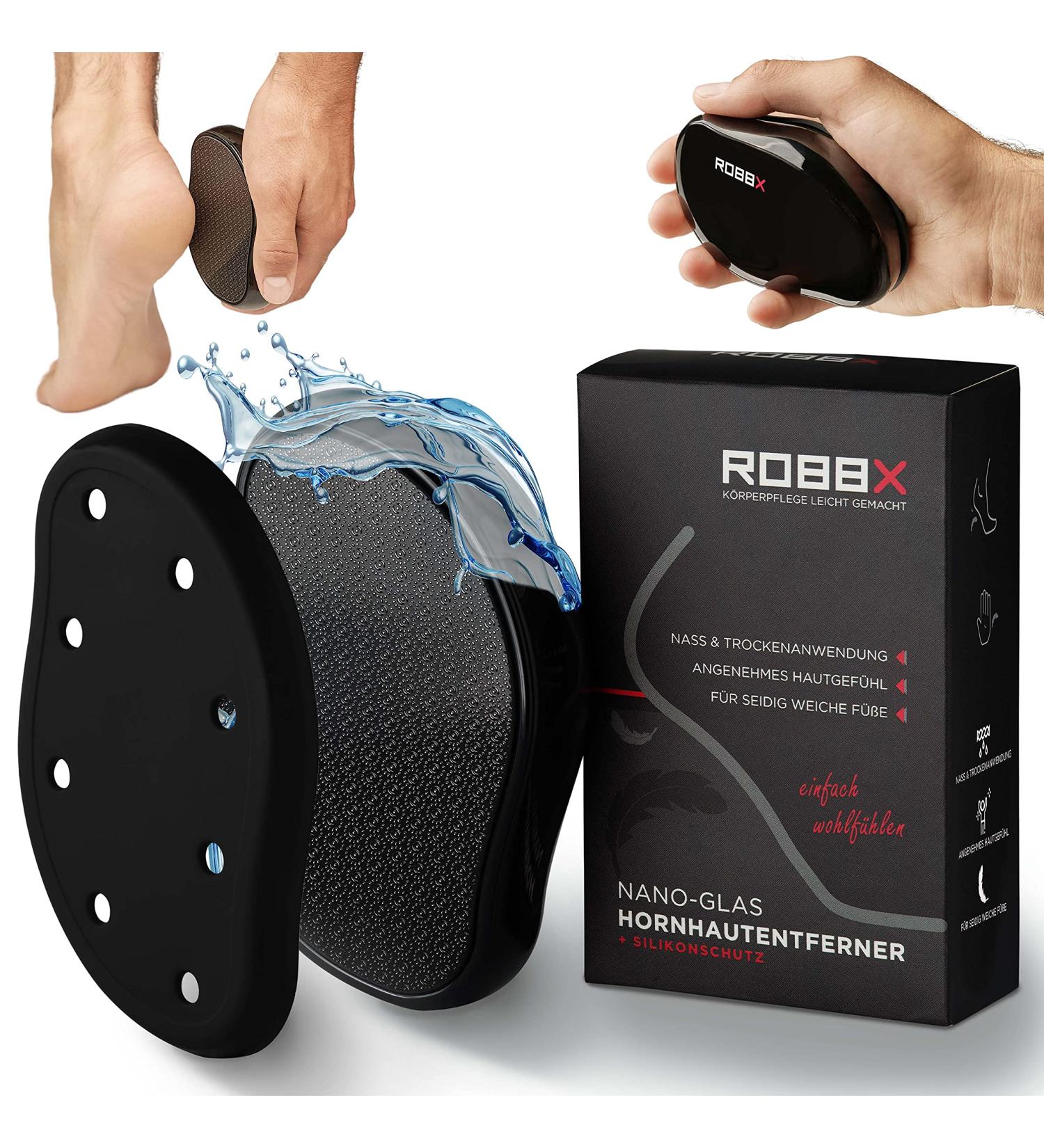 Robbx 2in1 Nano Glass Corneal Remover | Wet & Dry Foot Care Tool with Free Anti-Slip File Cover | Perfect for Horn Removal on Feet & Hands - Black - Buy Online on GoSupps.com