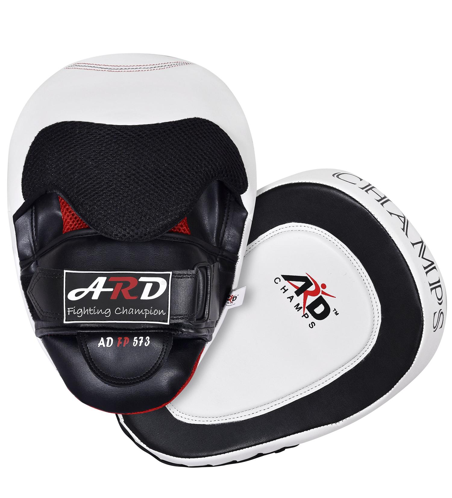 ARD Gel Punch Mitts Cowhide Leather Boxing MMA Training Kickboxing Muay Thai Focus Pad - White - Buy Online on GoSupps.com