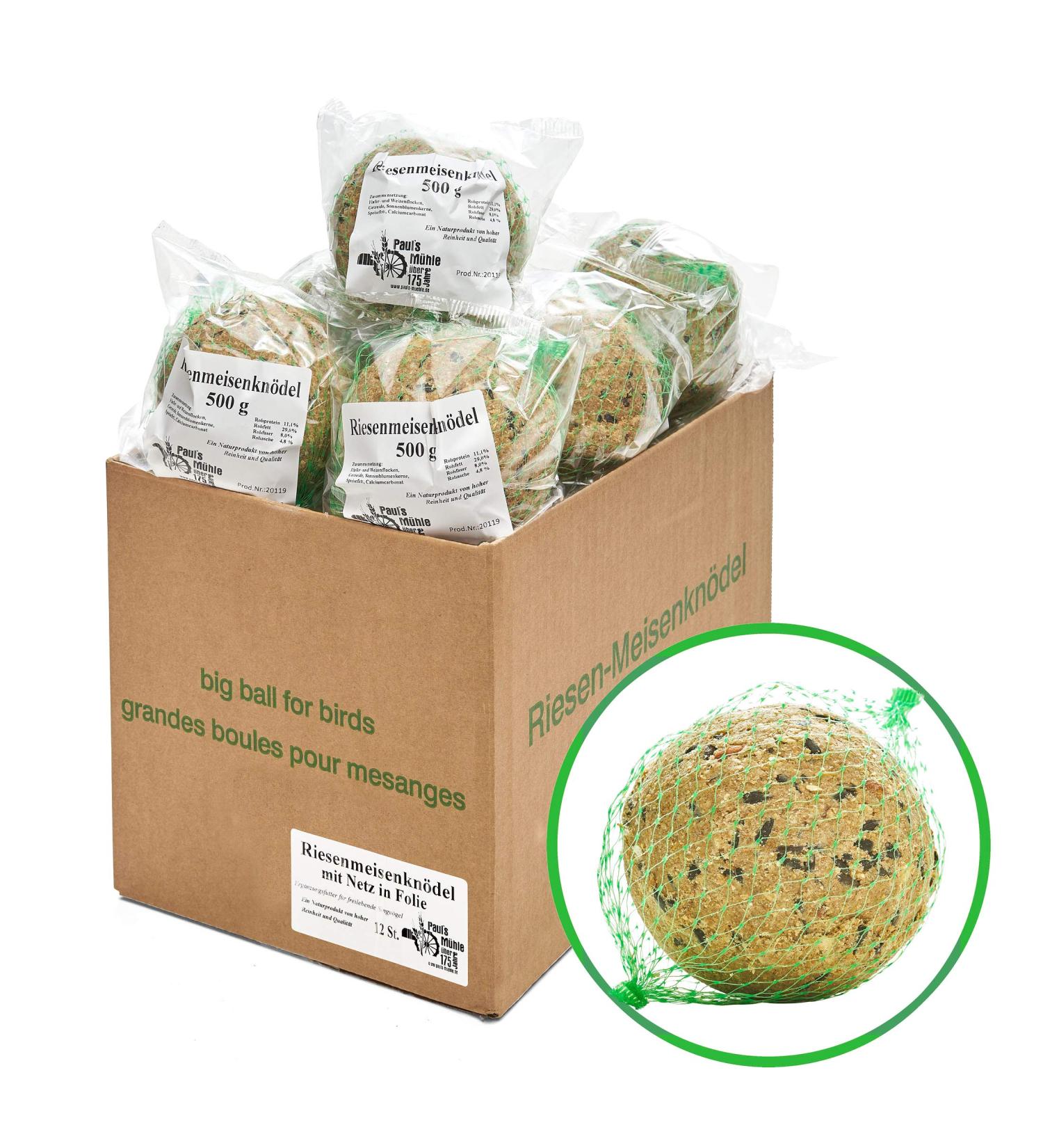 Paul's Mill Giant Tasting Dumplings - Premium Supplementary Feed for Wild Birds | 12 x 500g Pack - Buy Online on GoSupps.com