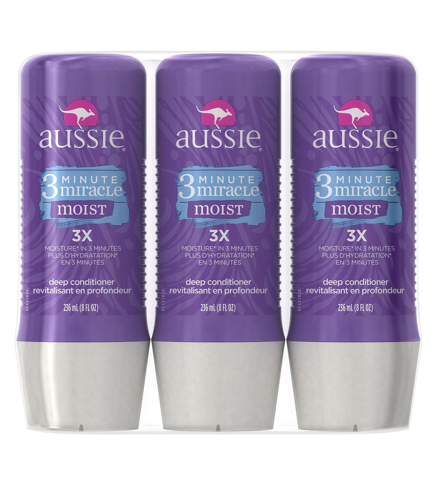 Aussie 3 Minute Miracle Moist Deep Conditioning Treatment - 8 fl oz (Pack of 3) - Detangler & Deep Conditioner - Buy Online on GoSupps.com