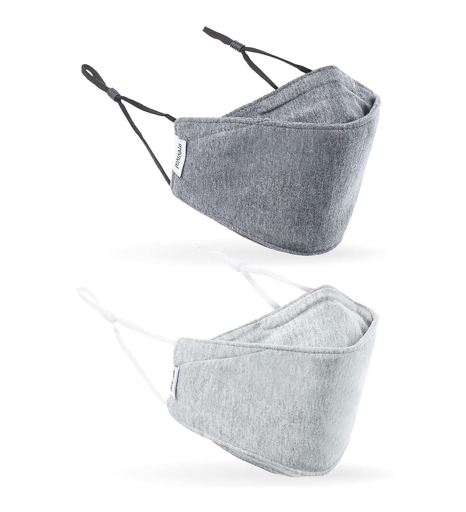 Adult 2-Pack Anti-Microbial Cloth Face Mask - Adjustable & Breathable - 2-Layer Poly-Cotton - Gray - Buy Online on GoSupps.com