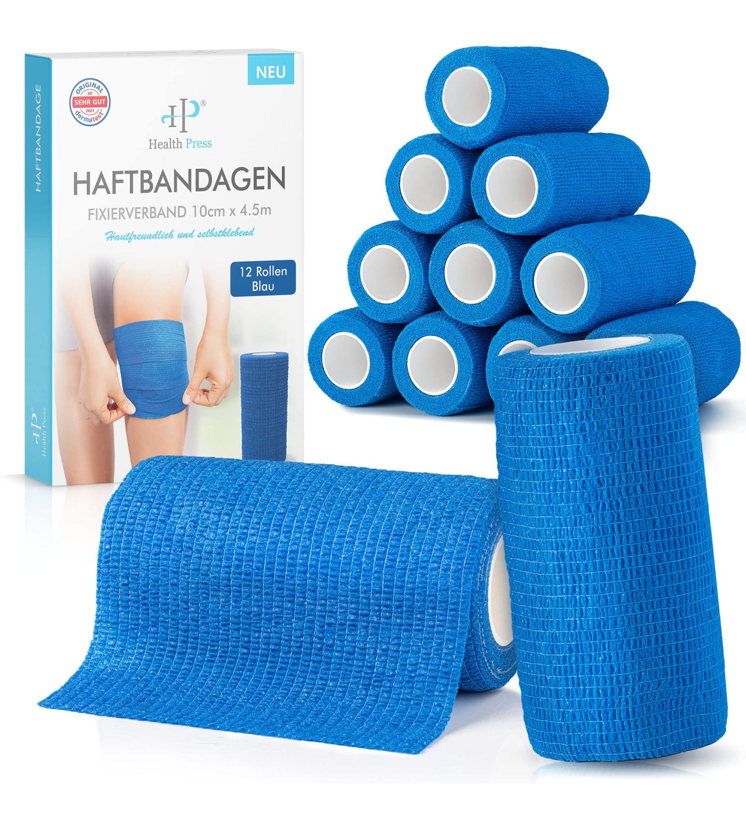 Buy Self-Adhesive Bandage - 12 Rolls (10cm x 4.5m) | Elastic Health Plaster - Blue - Fast International Shipping - Buy Online on GoSupps.com